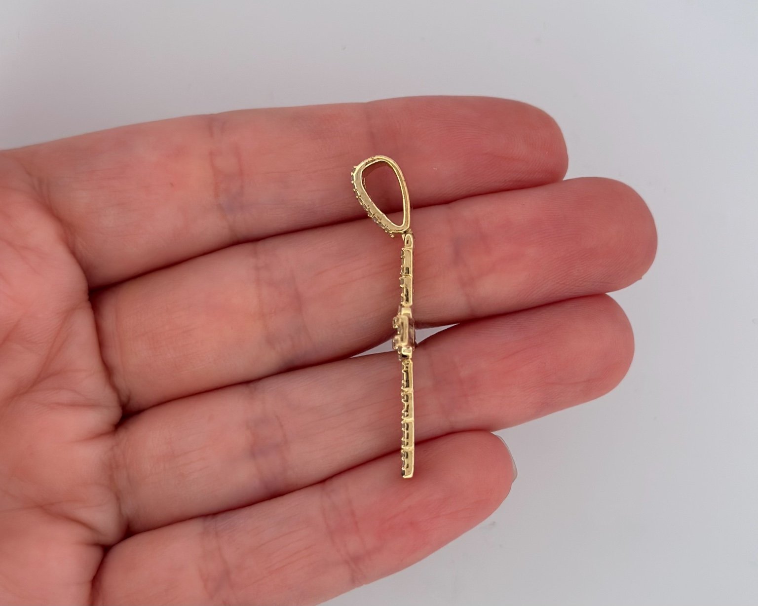 10K Yellow Gold Cross Pendant with Natural Diamond - Elegant Religious Jewelry