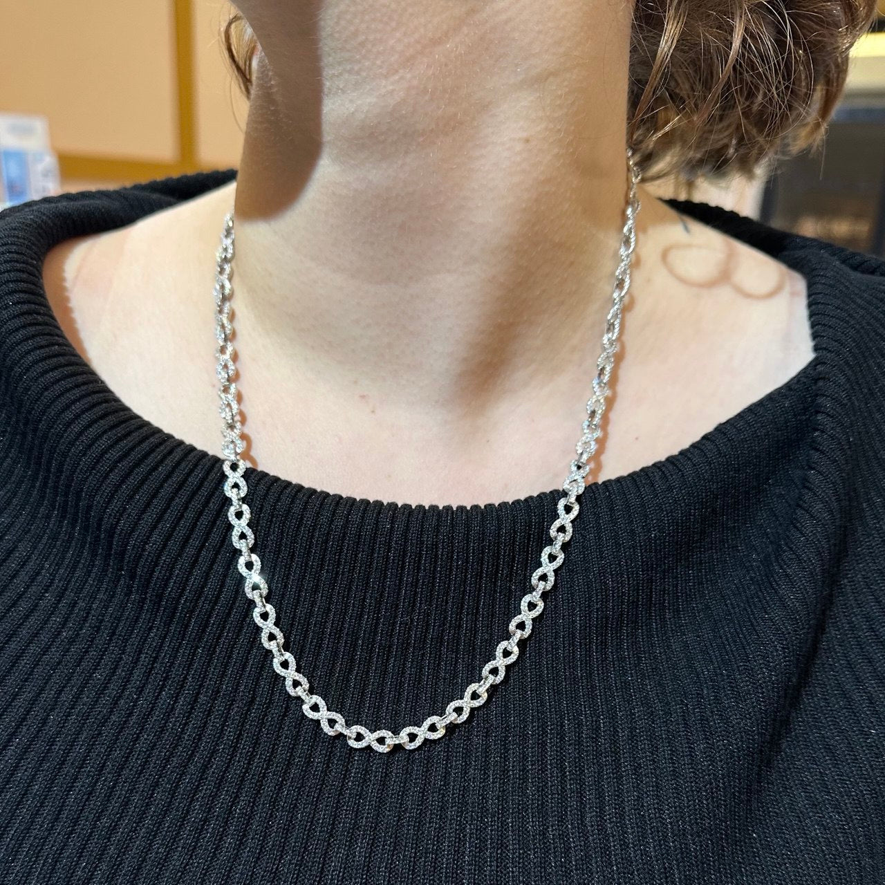 Sterling Silver Infinity Chain with VVS-D Moissanite Stones