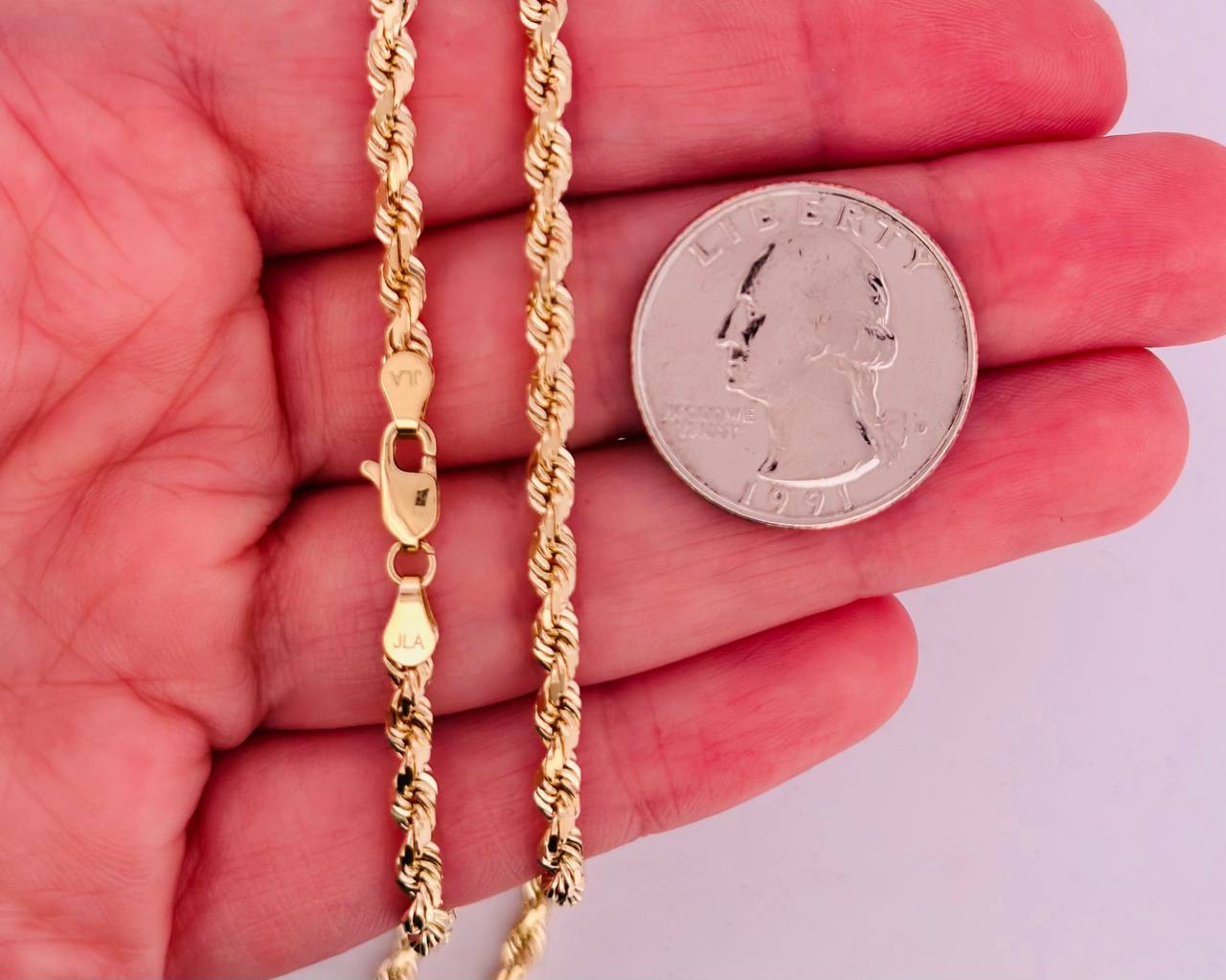 10K Yellow Gold Semi Rope Chain - 3MM