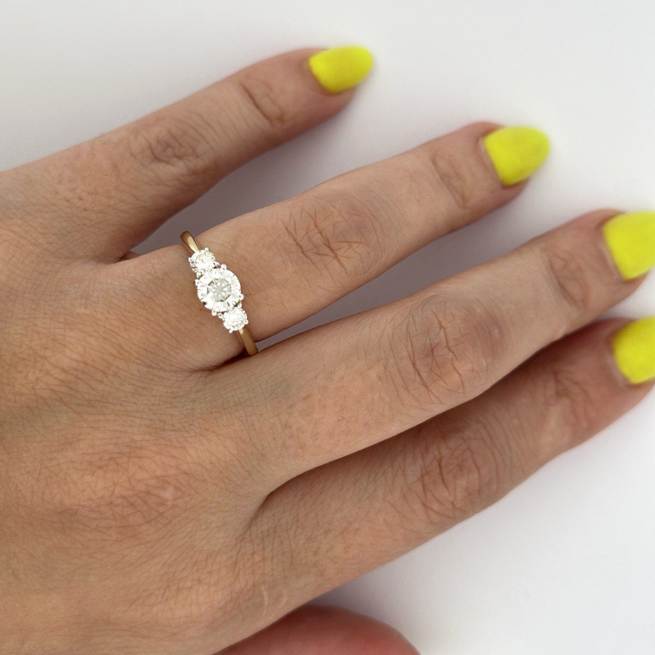 14K Gold Three-Stone Diamond Ring