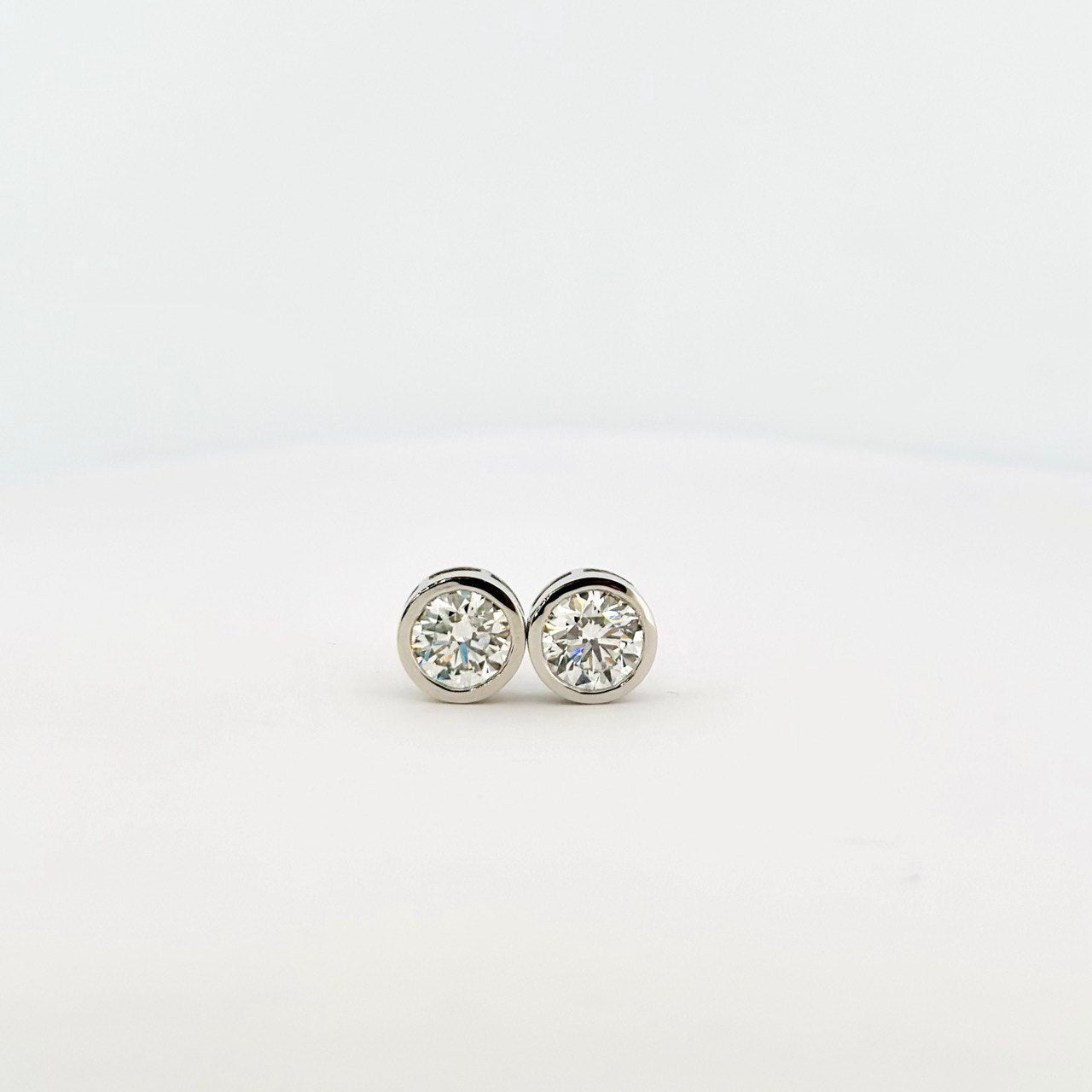 14K White Gold Bezel Stud Earrings with 4.20 CTW Diamonds