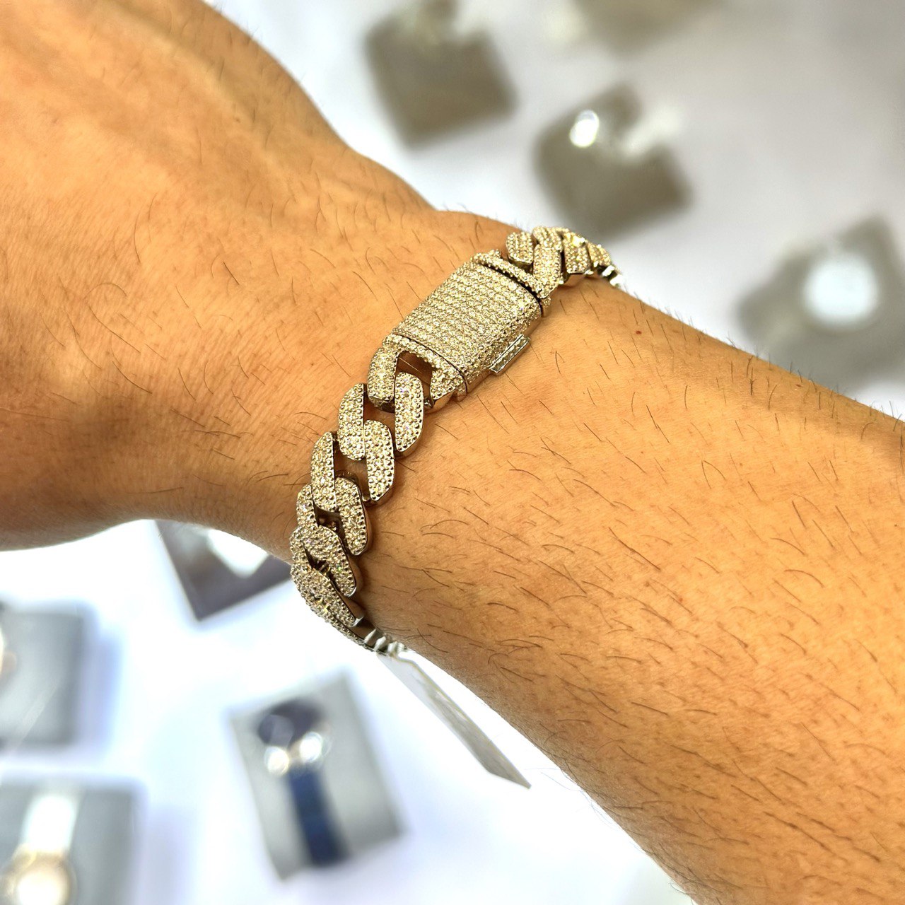 Sterling Silver Miami Cuban Bracelet - 12MM, 5.4CT VVS Moissanite