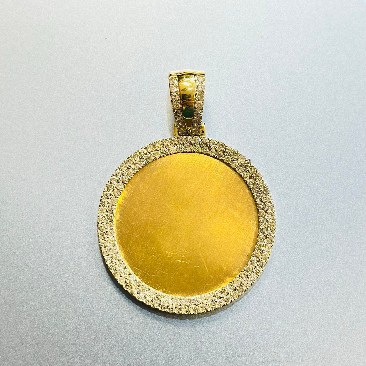 10K Gold Picture Frame Pendant with Natural Diamonds - 2