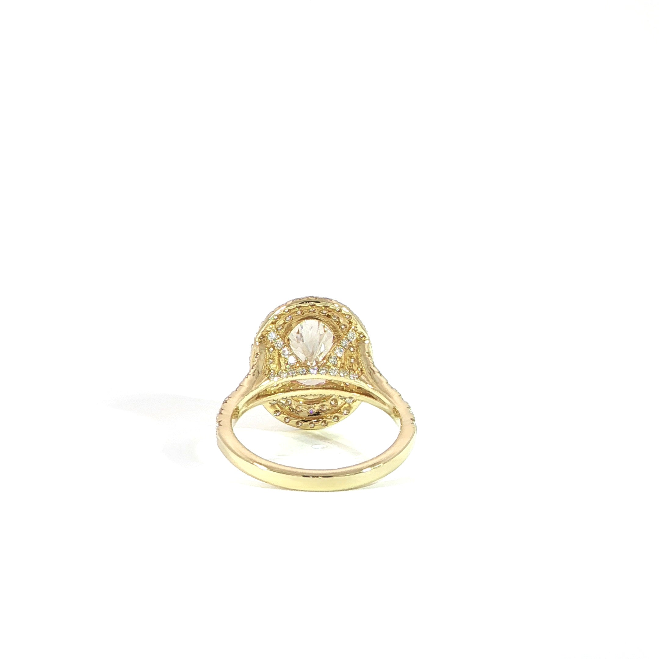 14K yellow gold ring with fancy intense pink oval diamond