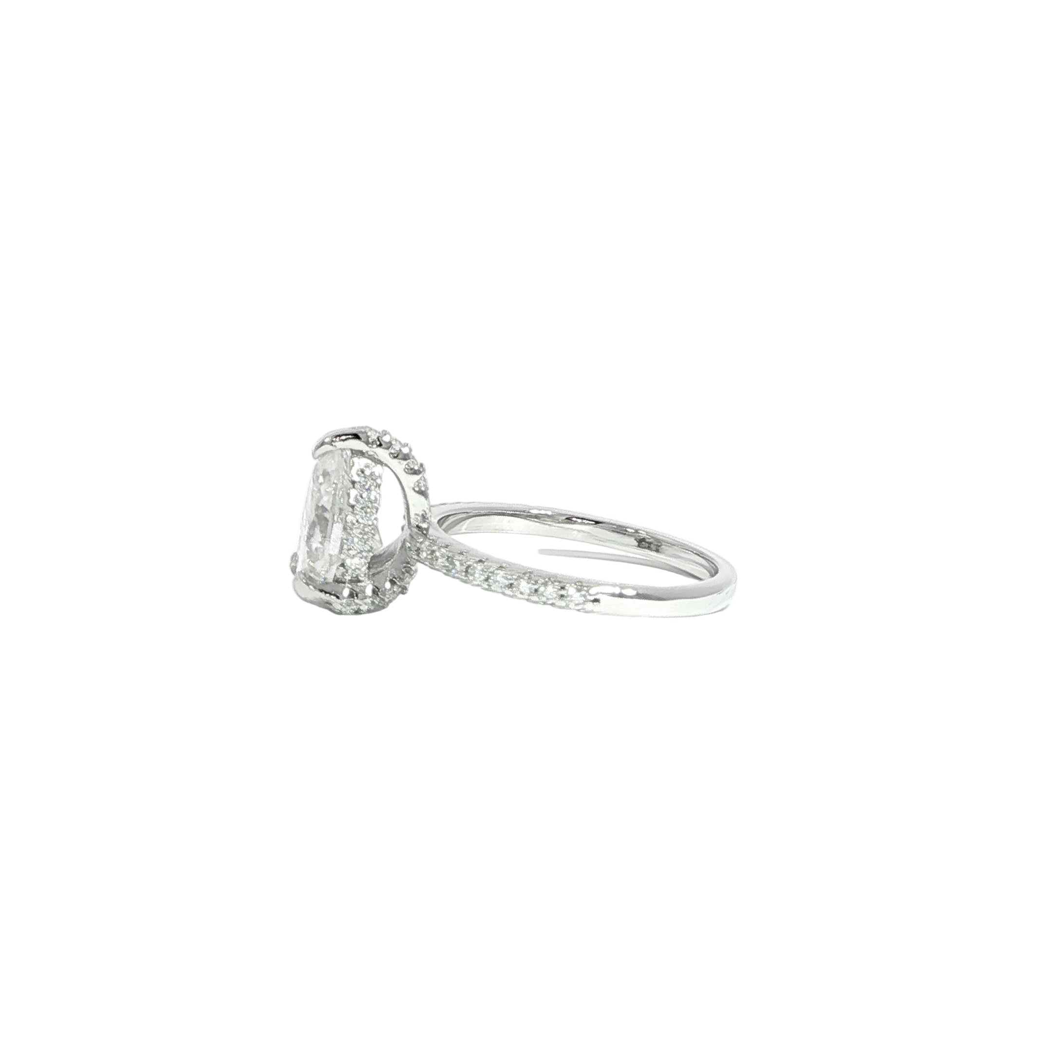 Timeless pear solitaire moissanite ring in sterling silver