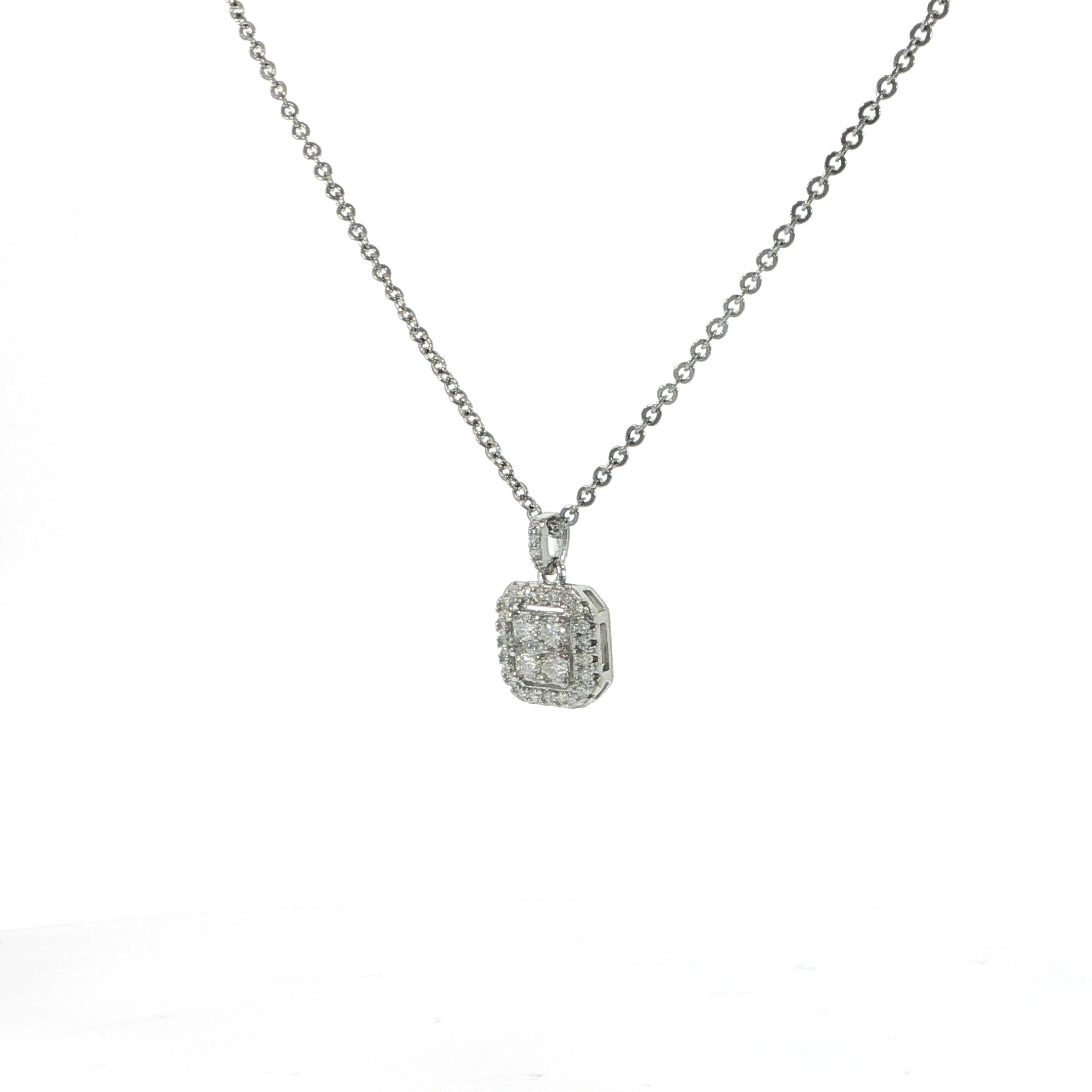 Silver Moissanite Square Cluster Necklace (Copy)