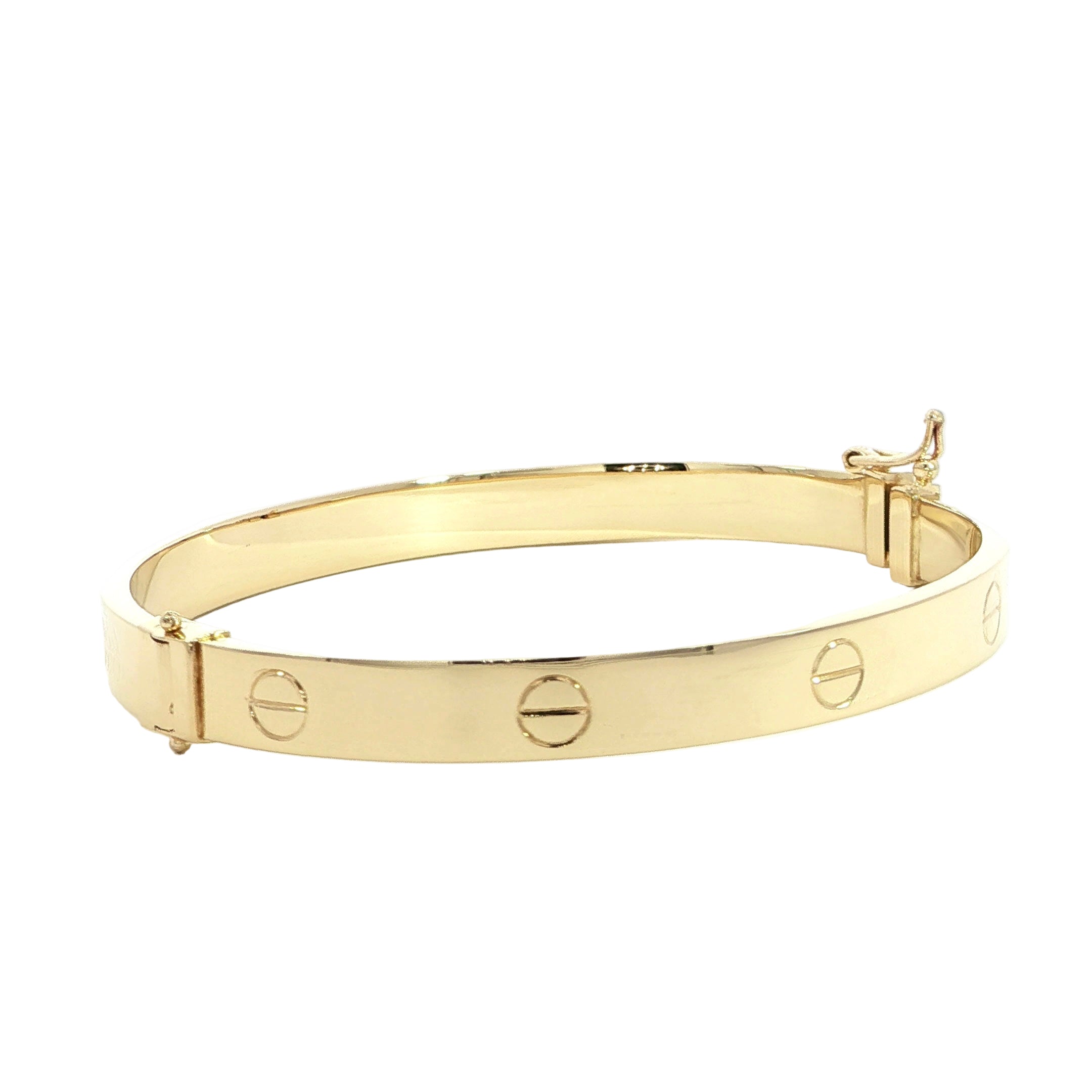 Stackable 14K yellow gold hinged bracelet