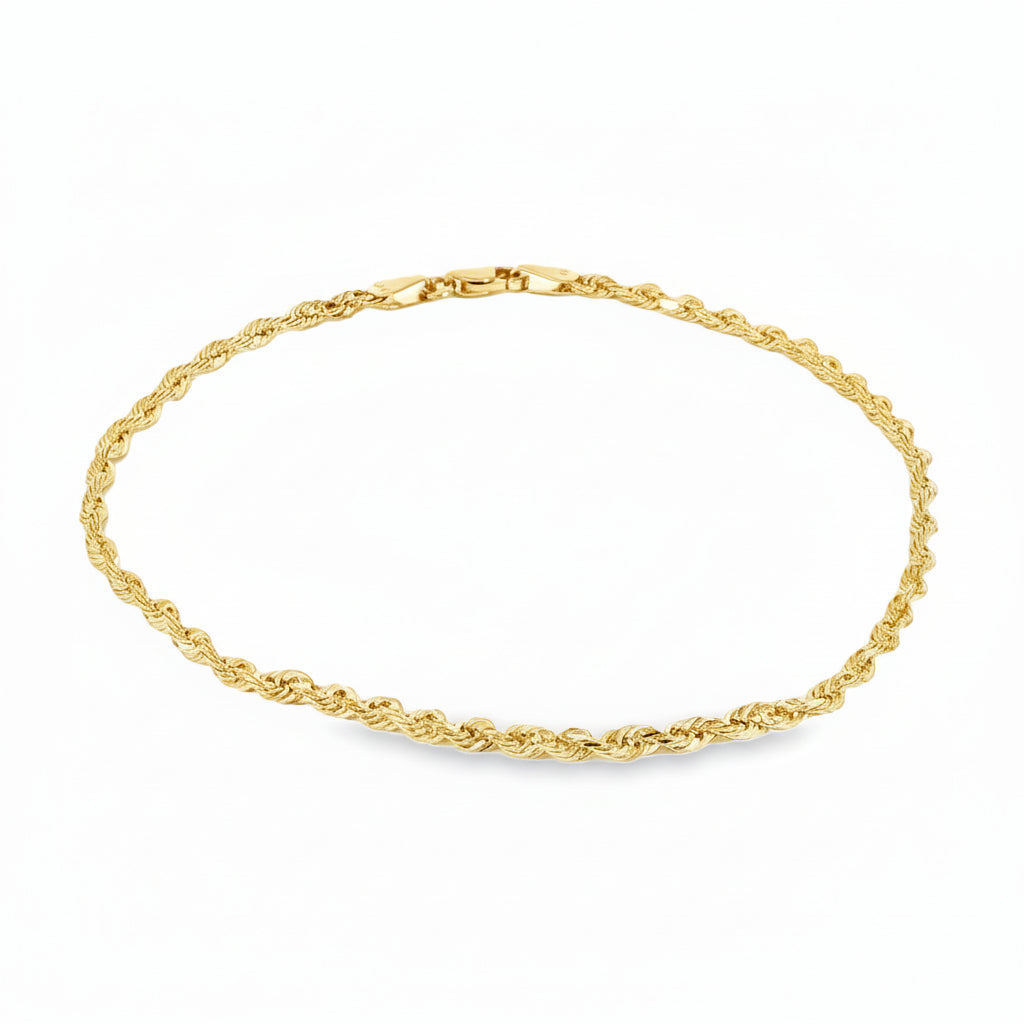 Video of classic 2.4mm yellow gold rope bracelet