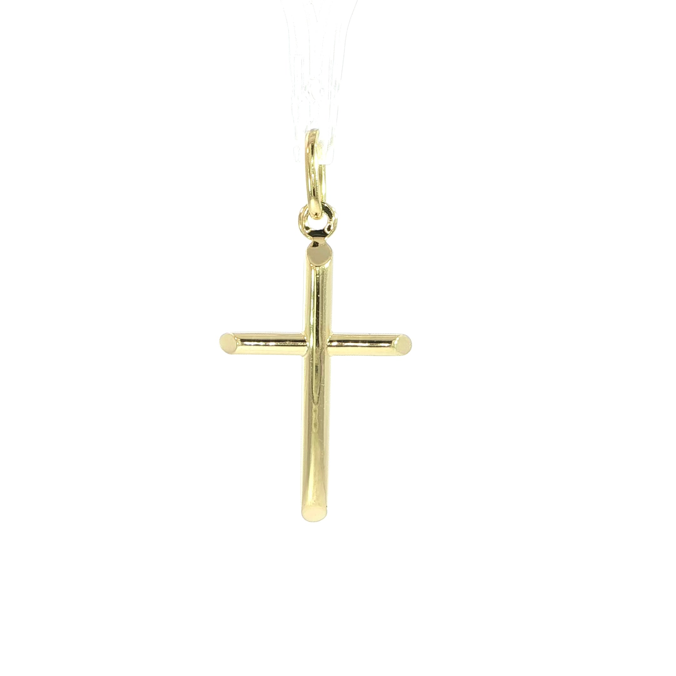 Timeless religious cross pendant in 10K yellow gold.