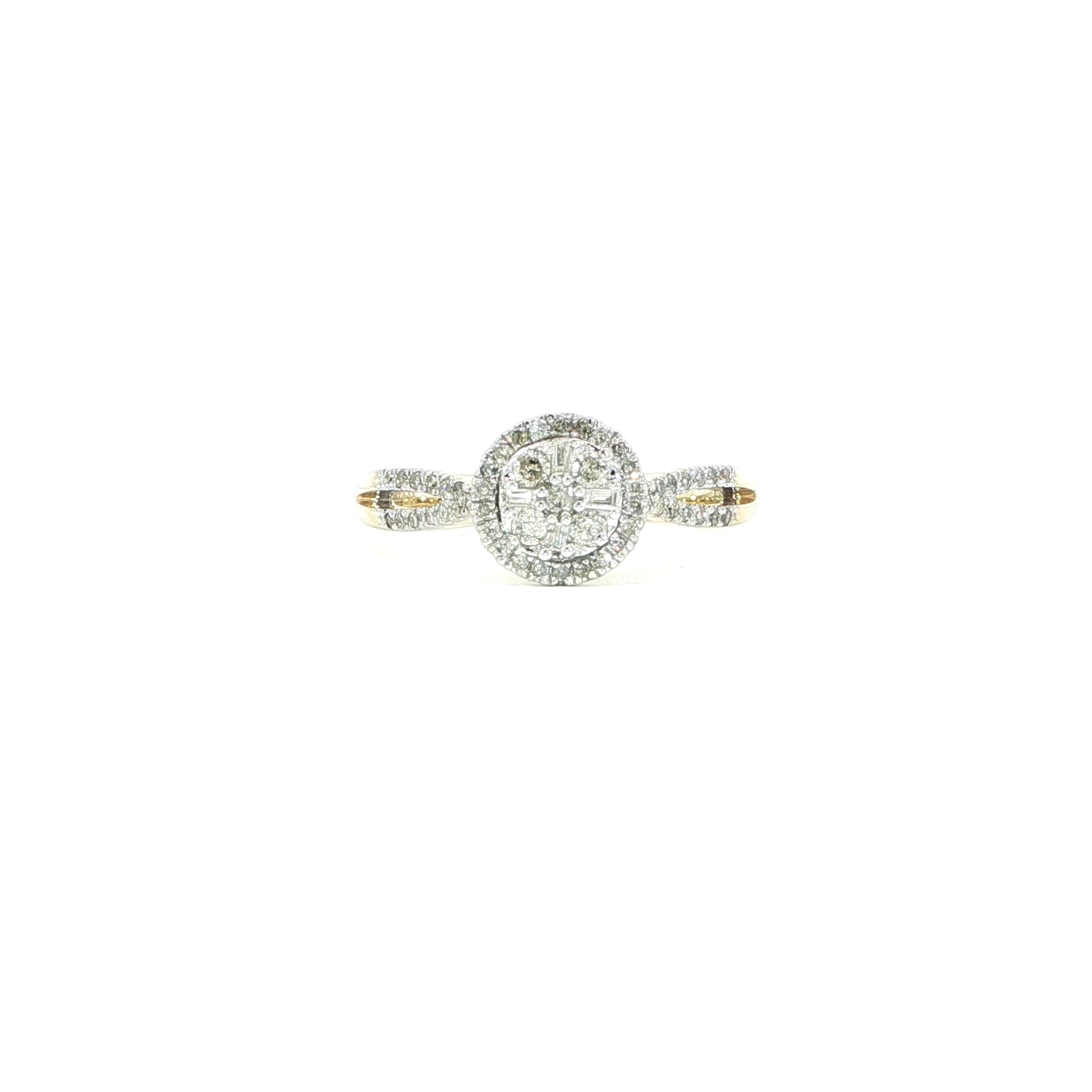 10K Yellow Gold Cluster Diamond Engagement Ring Video