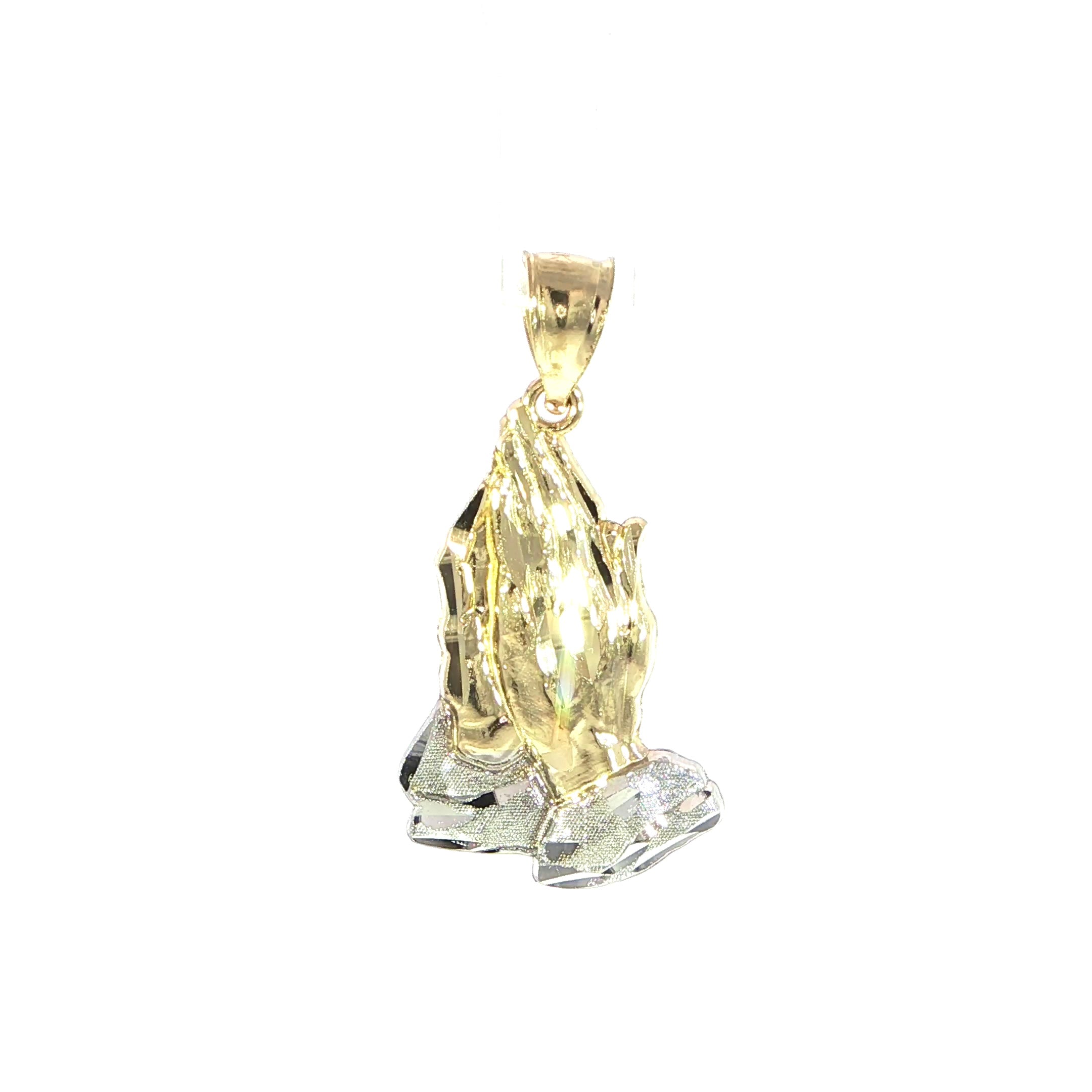 Two-Tone Gold Prayer Hands Charm Pendant
