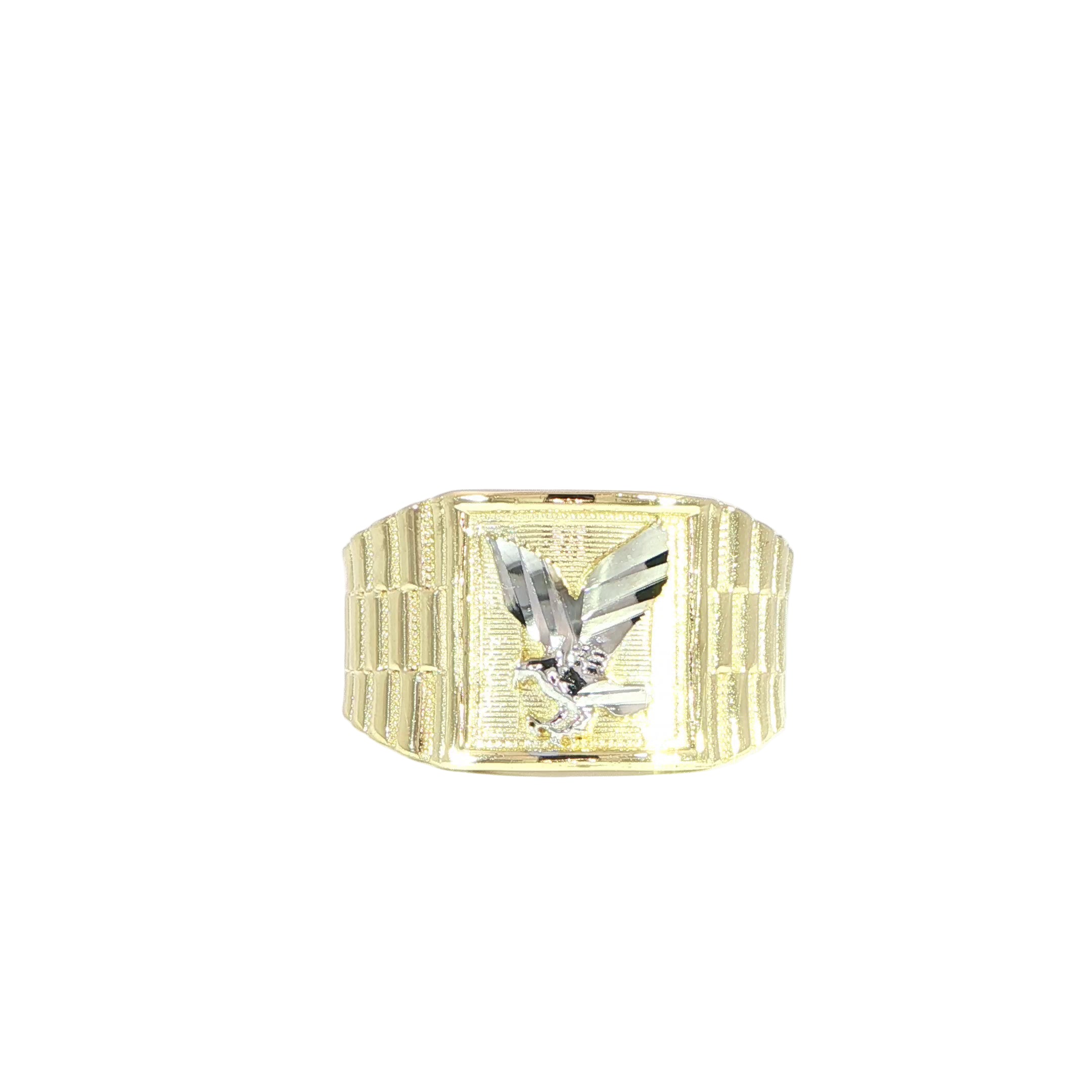 Video of 14K yellow gold textured signet ring for men