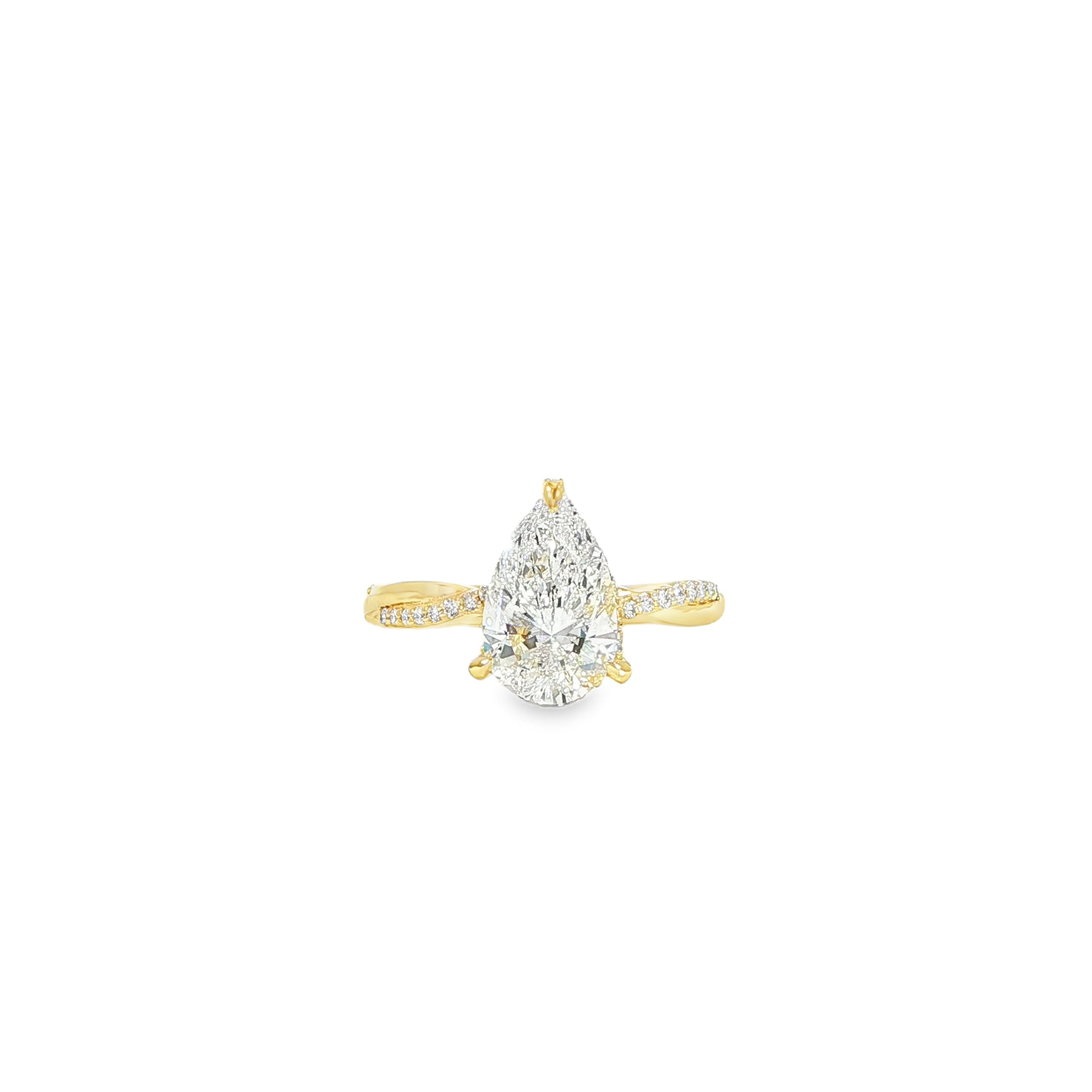 14K gold pear diamond engagement ring with twist band video
