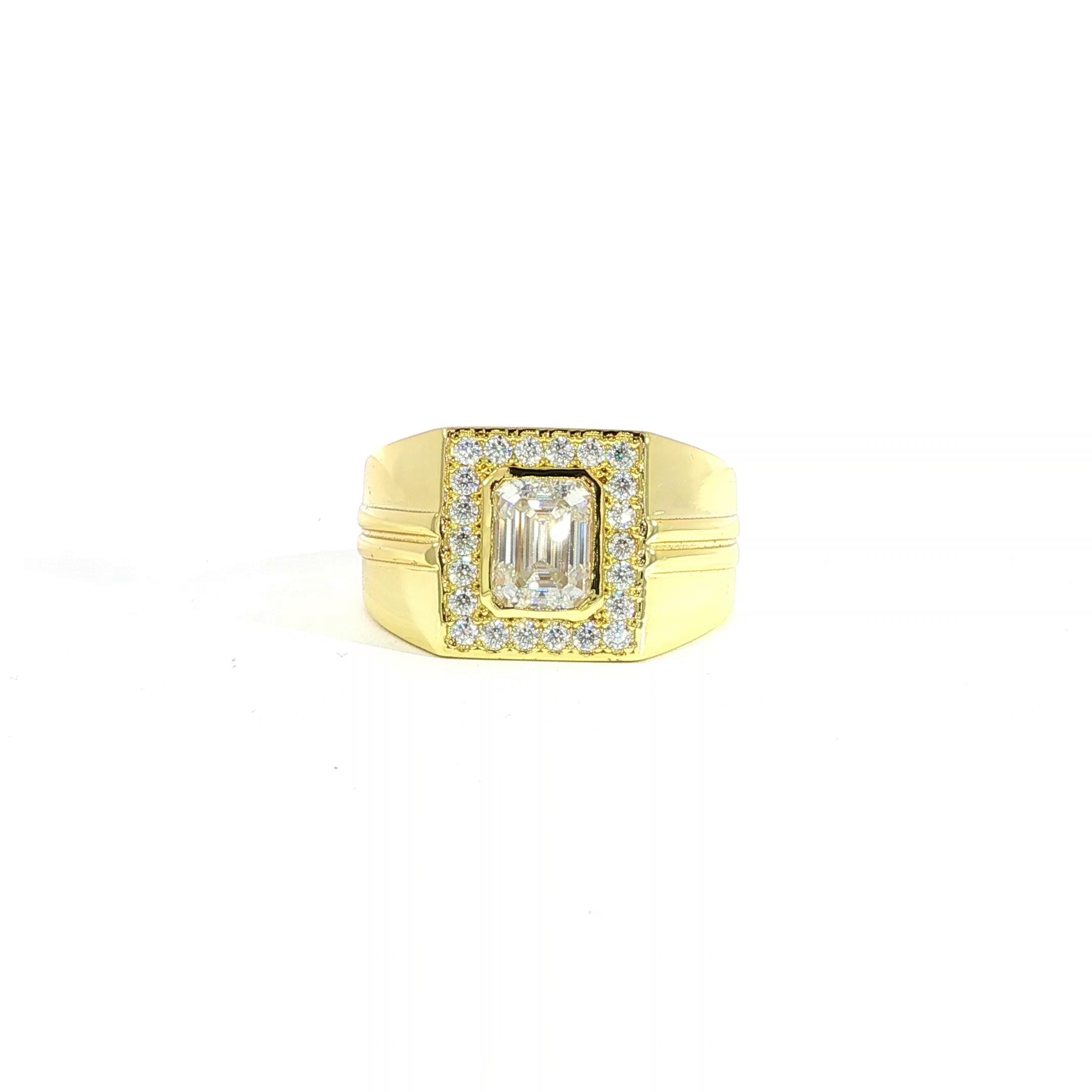 Video of Men's Bezel Set Emerald Gold Plated Silver