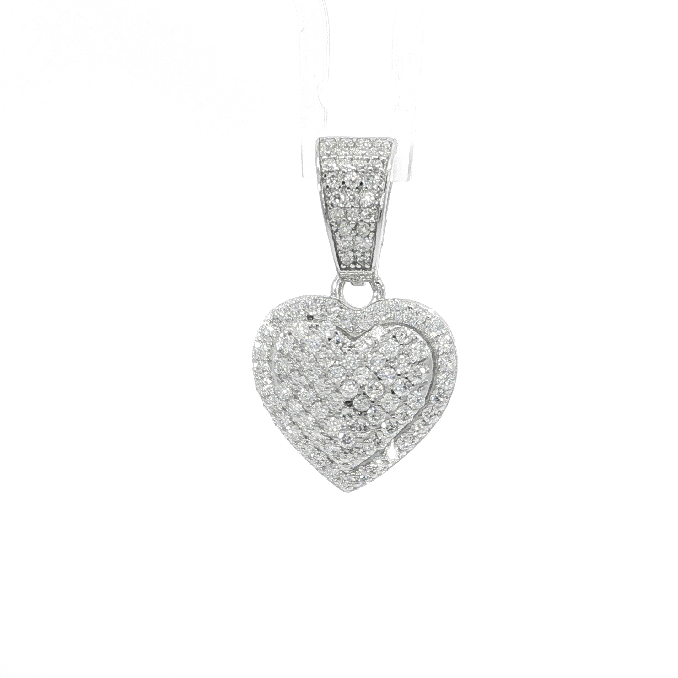 VVS moissanite heart pendant in sterling silver full pave setting