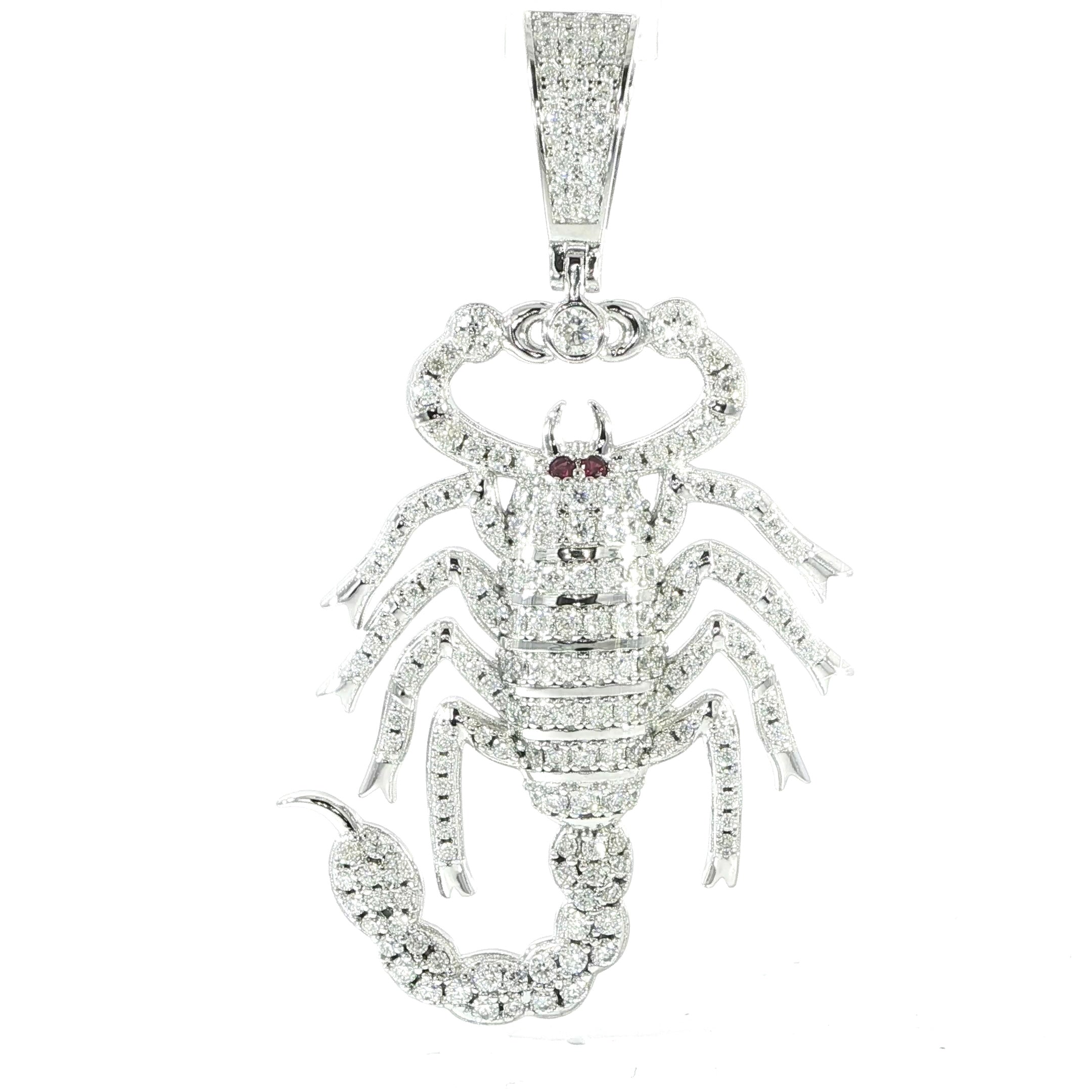 Moissanite Scorpion Pendant with Red Stone Eyes