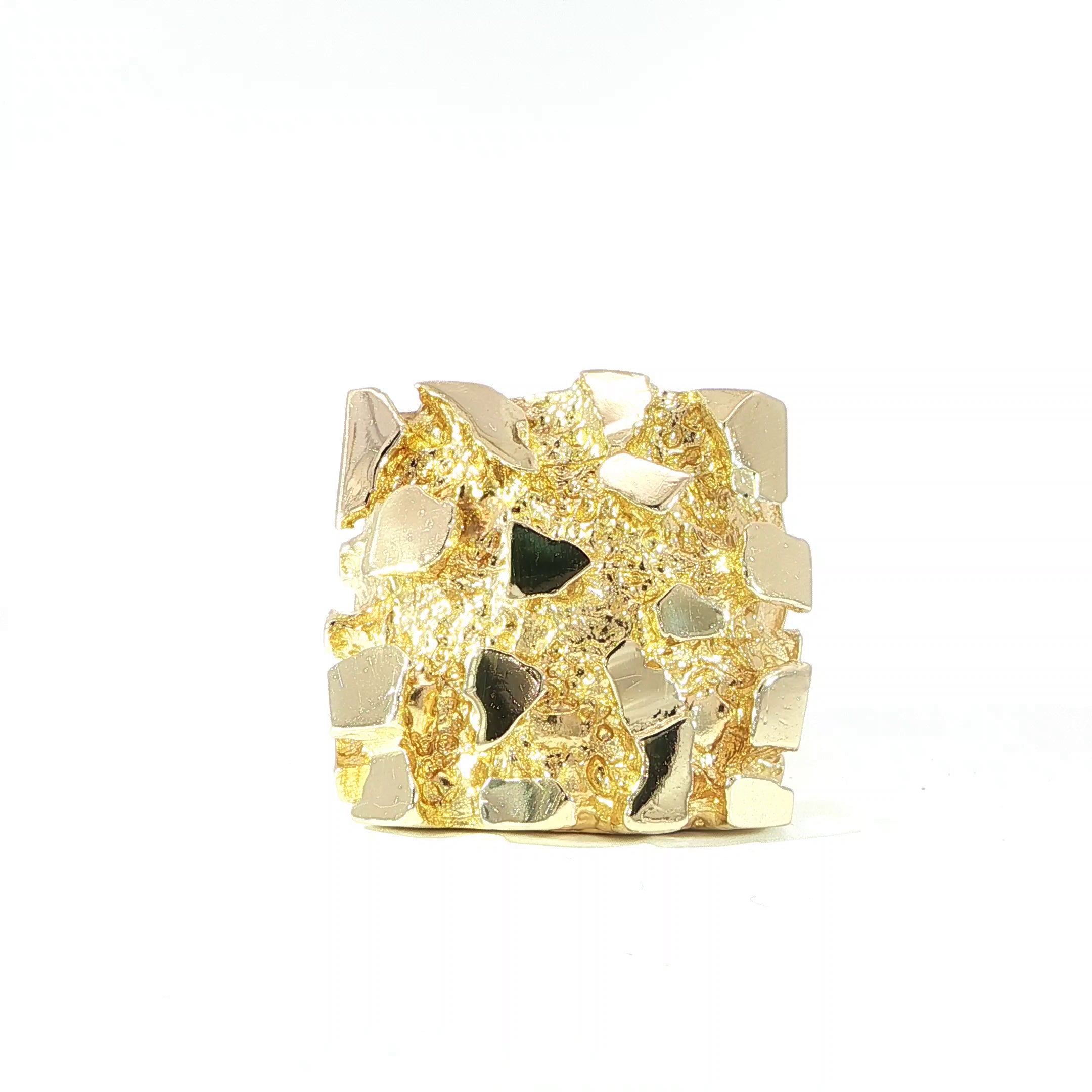 360 video 14K gold large nugget ring