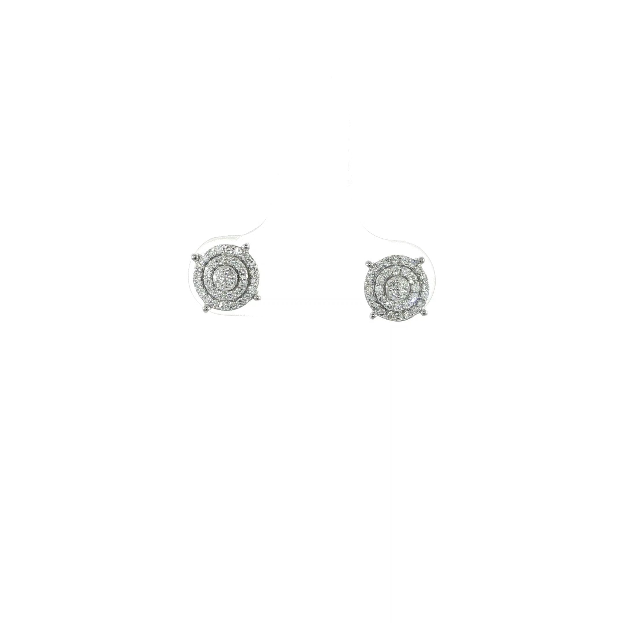 10K yellow gold round diamond cluster earrings for everyday wear