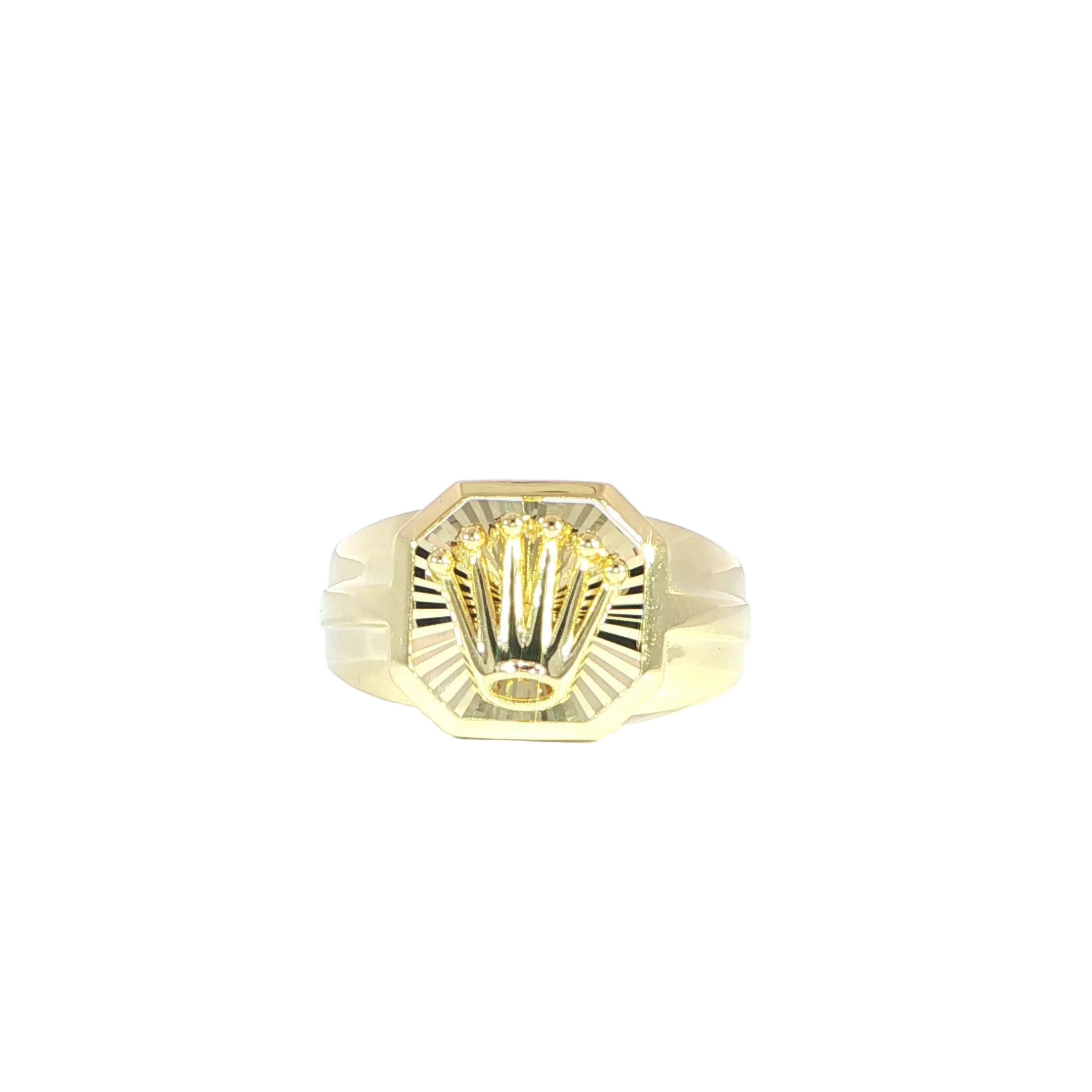 Video 14K Gold Signet Ring with Detailed Crown Design