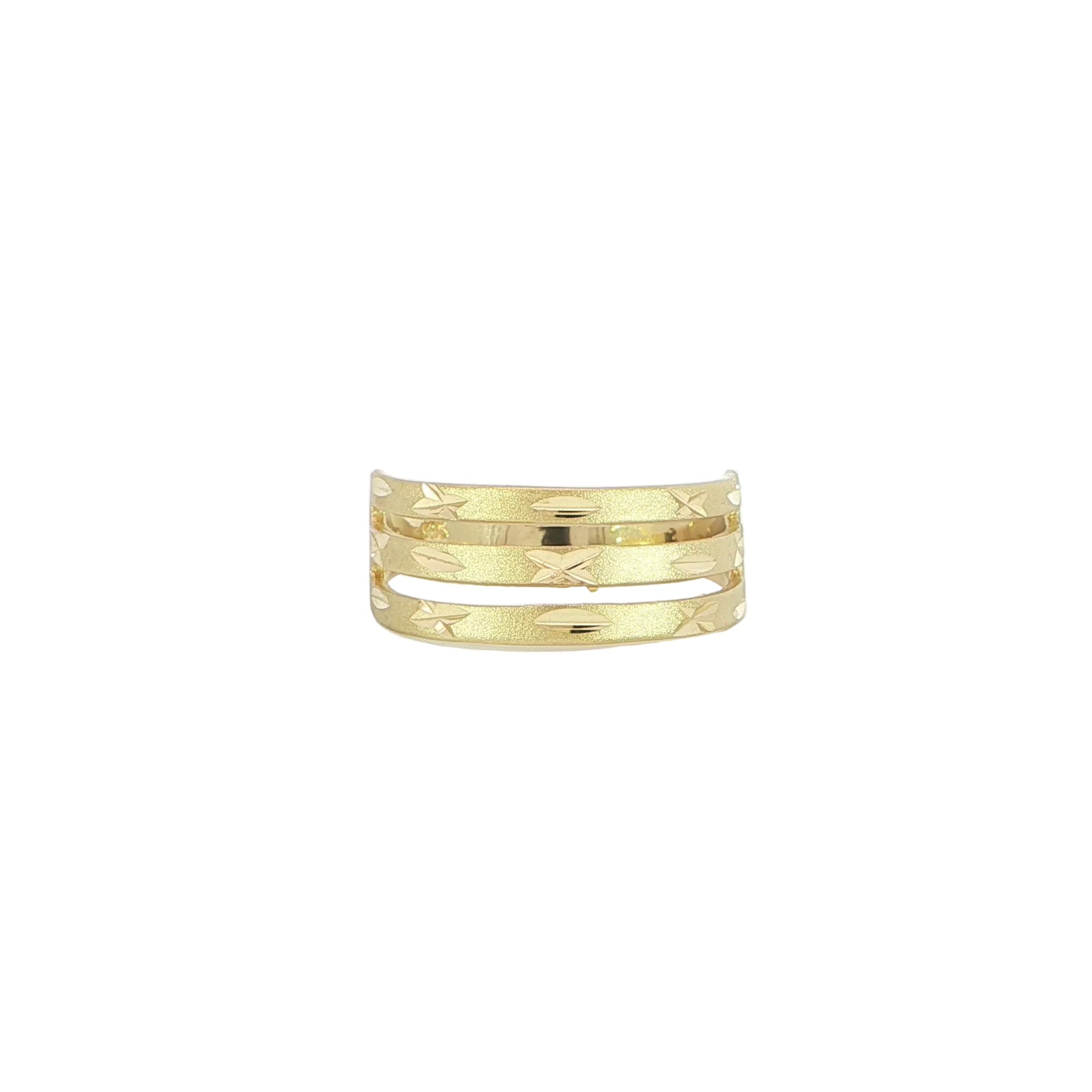 Video of triple row 14K yellow gold fashion band ring