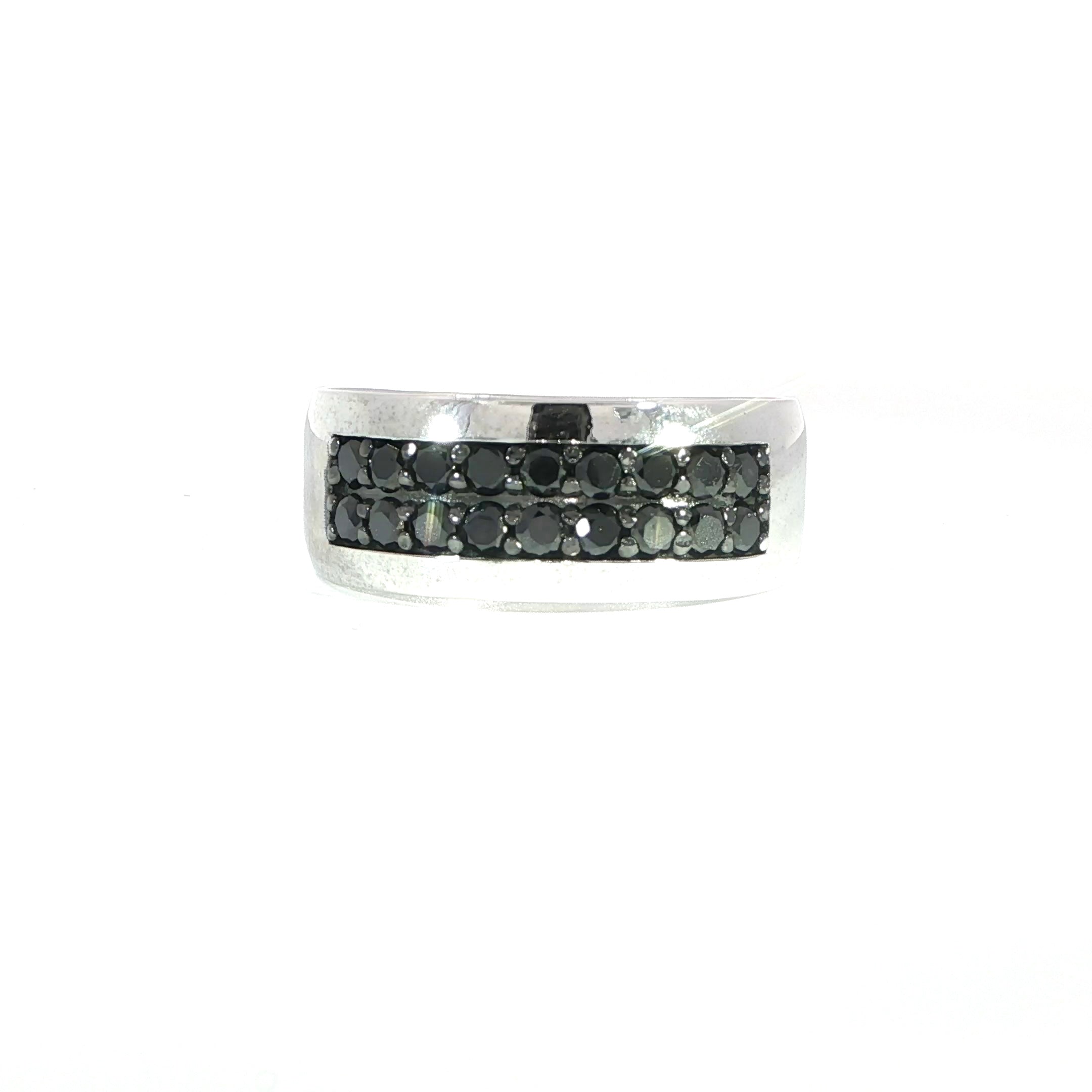 Video of men's white gold black diamond band