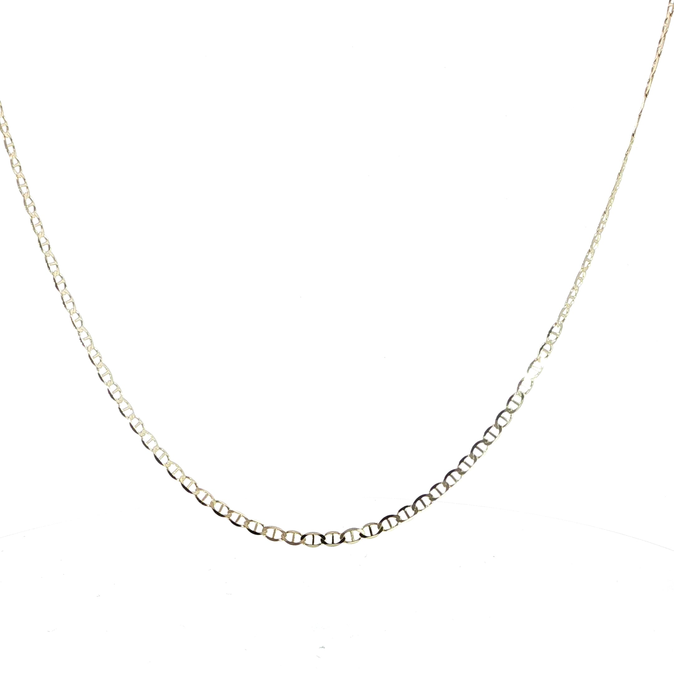 Video of stylish flat mariner necklace in solid 14K yellow gold