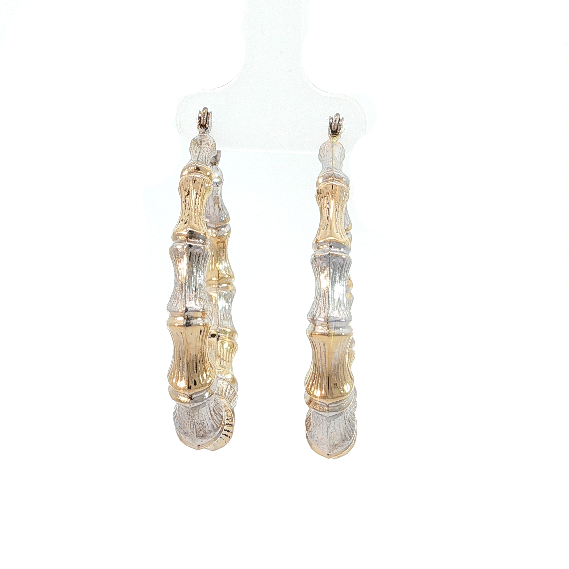 Large Bamboo Inspired Hoop Earrings