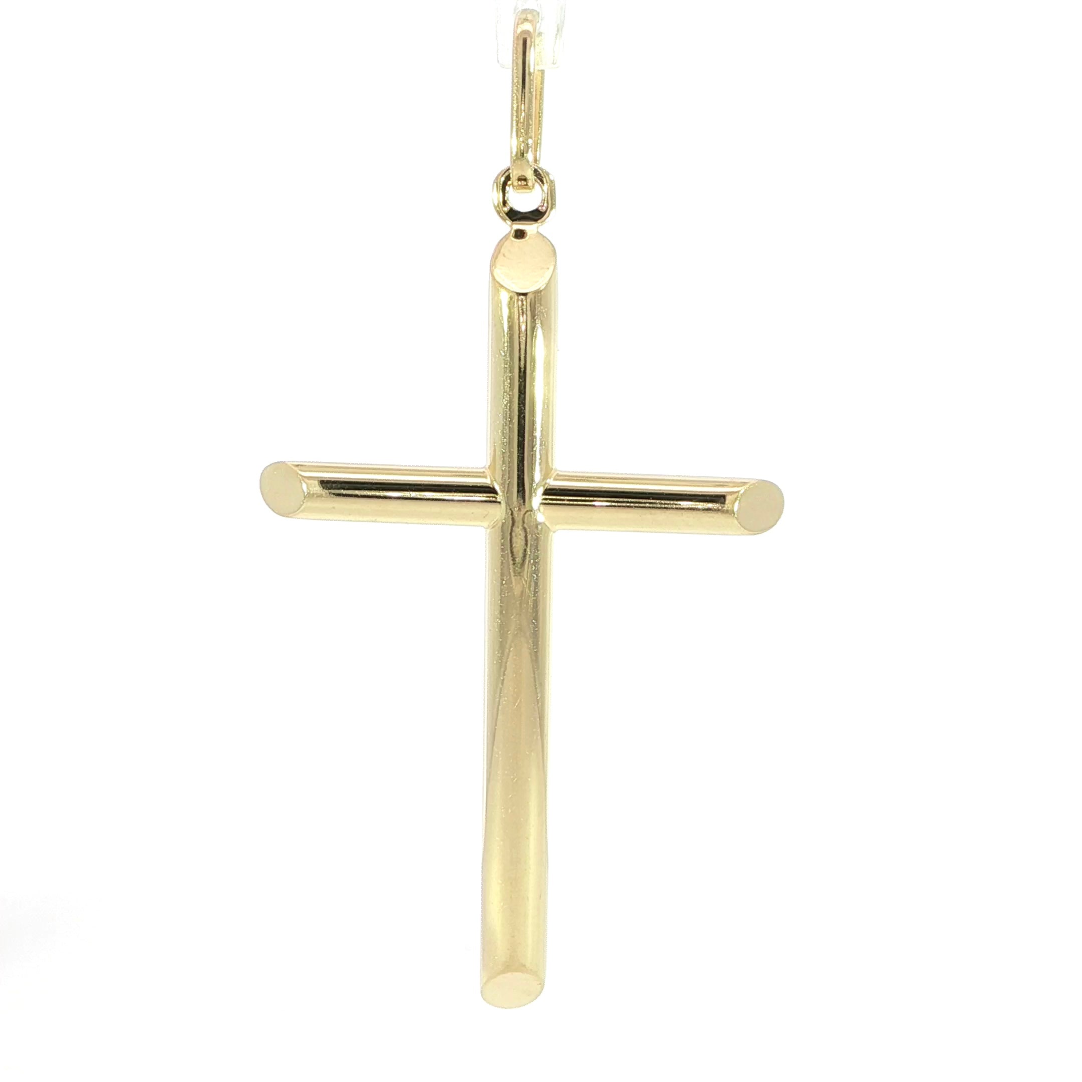 High polish gold cross necklace pendant crafted in genuine 10K gold