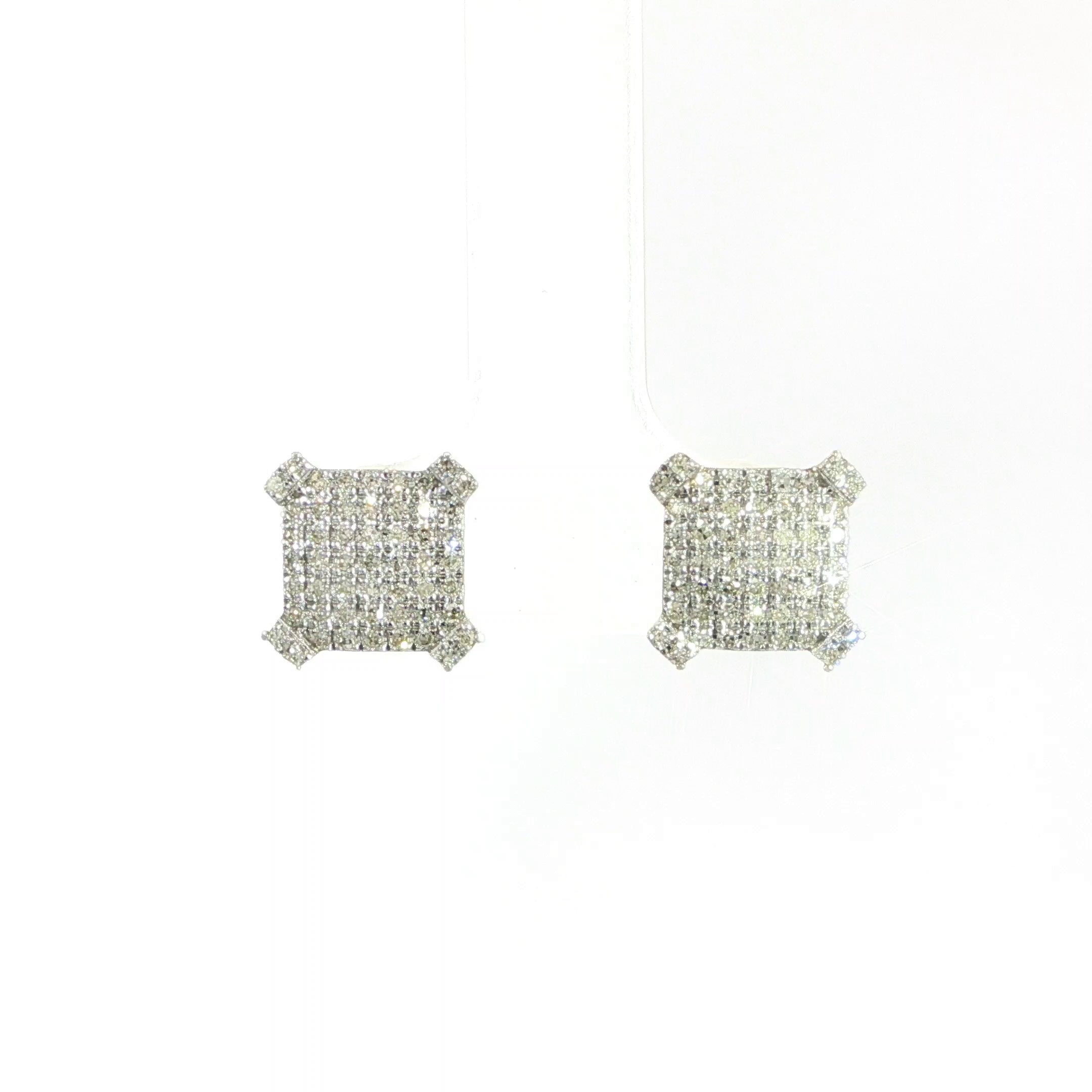 10K yellow gold 0.32 CTW natural diamond square earrings
