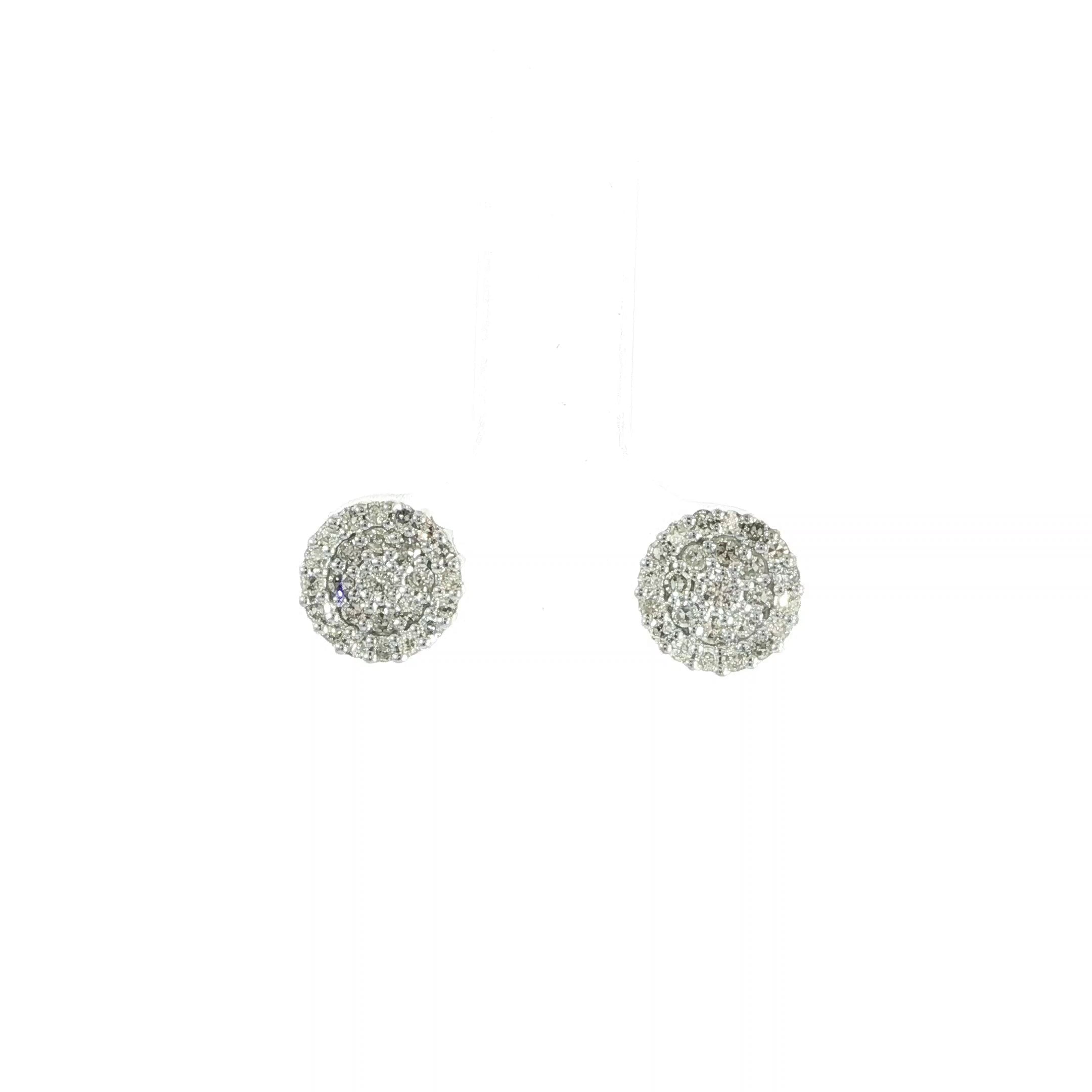 Natural diamond 8.5MM round stud earrings crafted in 10K yellow gold