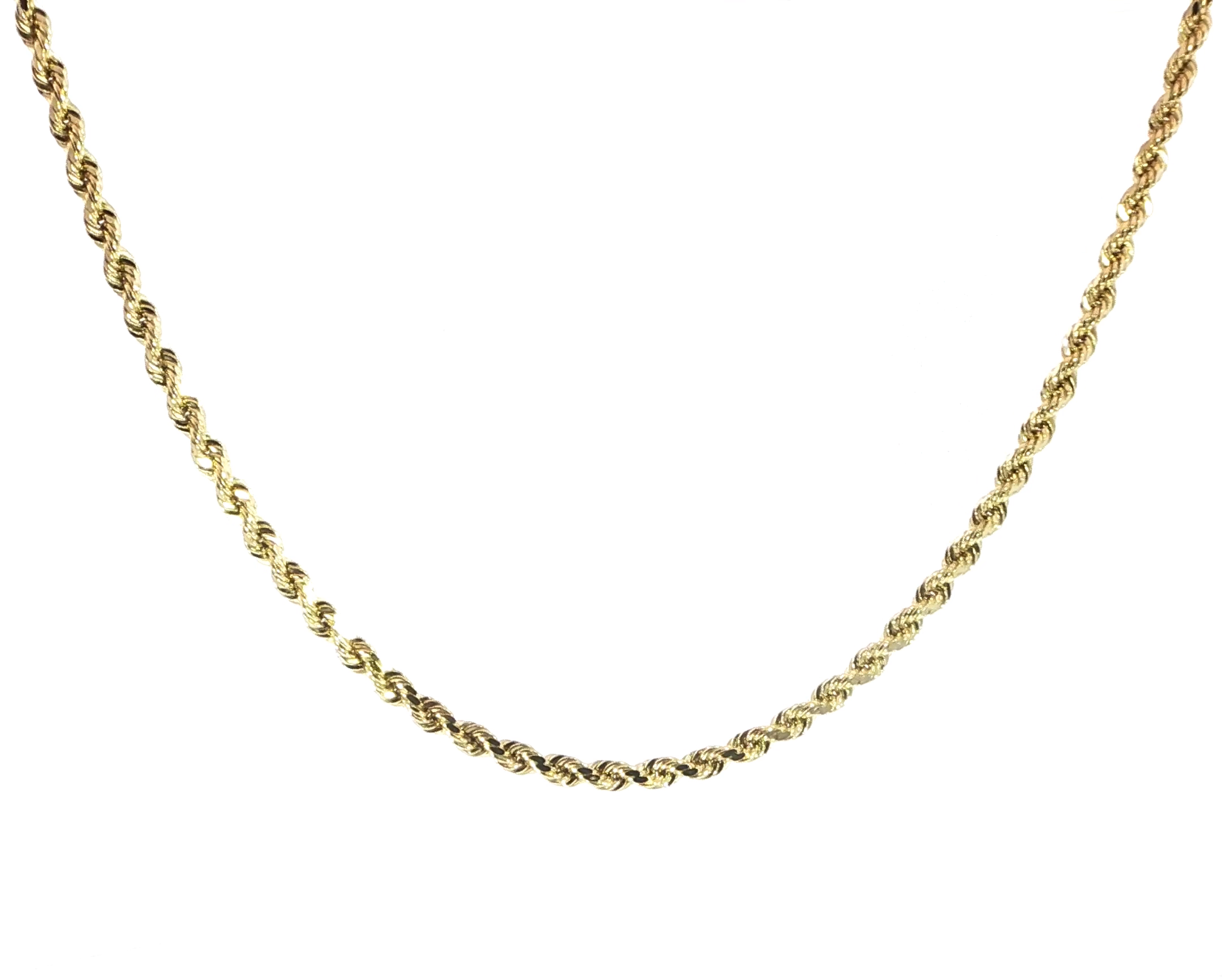 Polished 4MM solid rope chain in 10K yellow gold