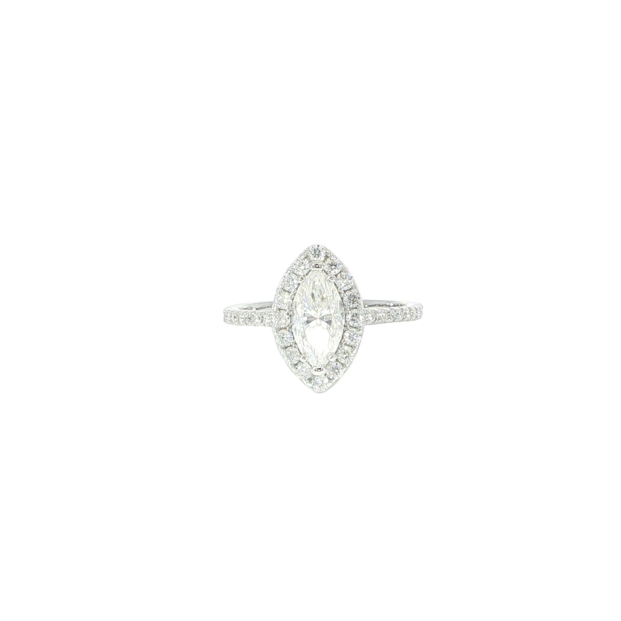 Video of 1.79CTW VVS moissanite marquise halo ring in sterling silver