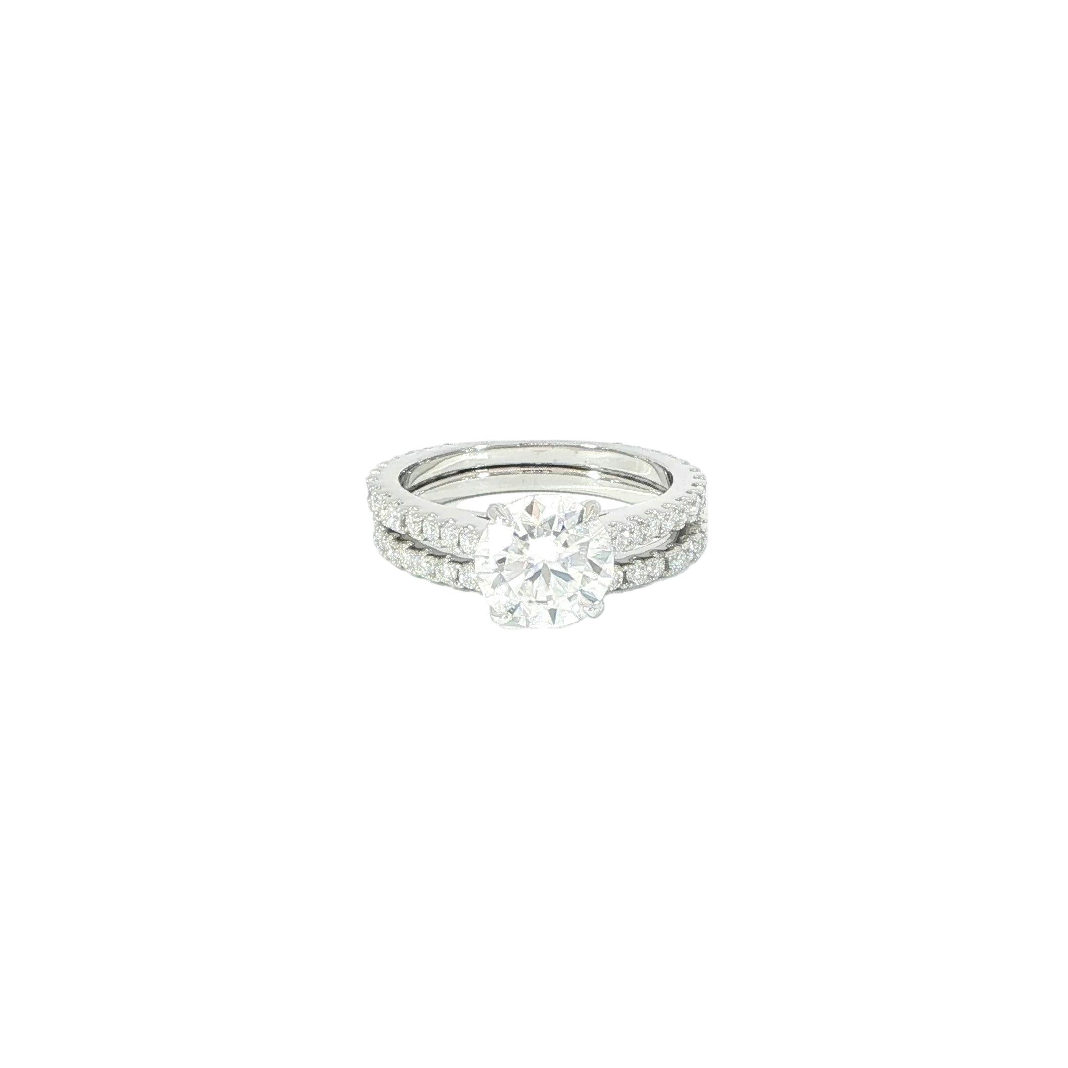 Video sterling silver round engagement ring with matching wedding band