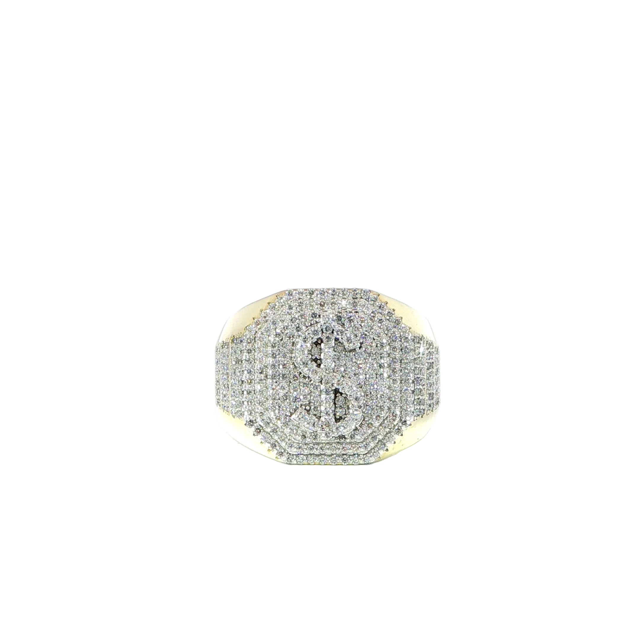 Video of raised dollar sign cluster ring crafted in sterling silver