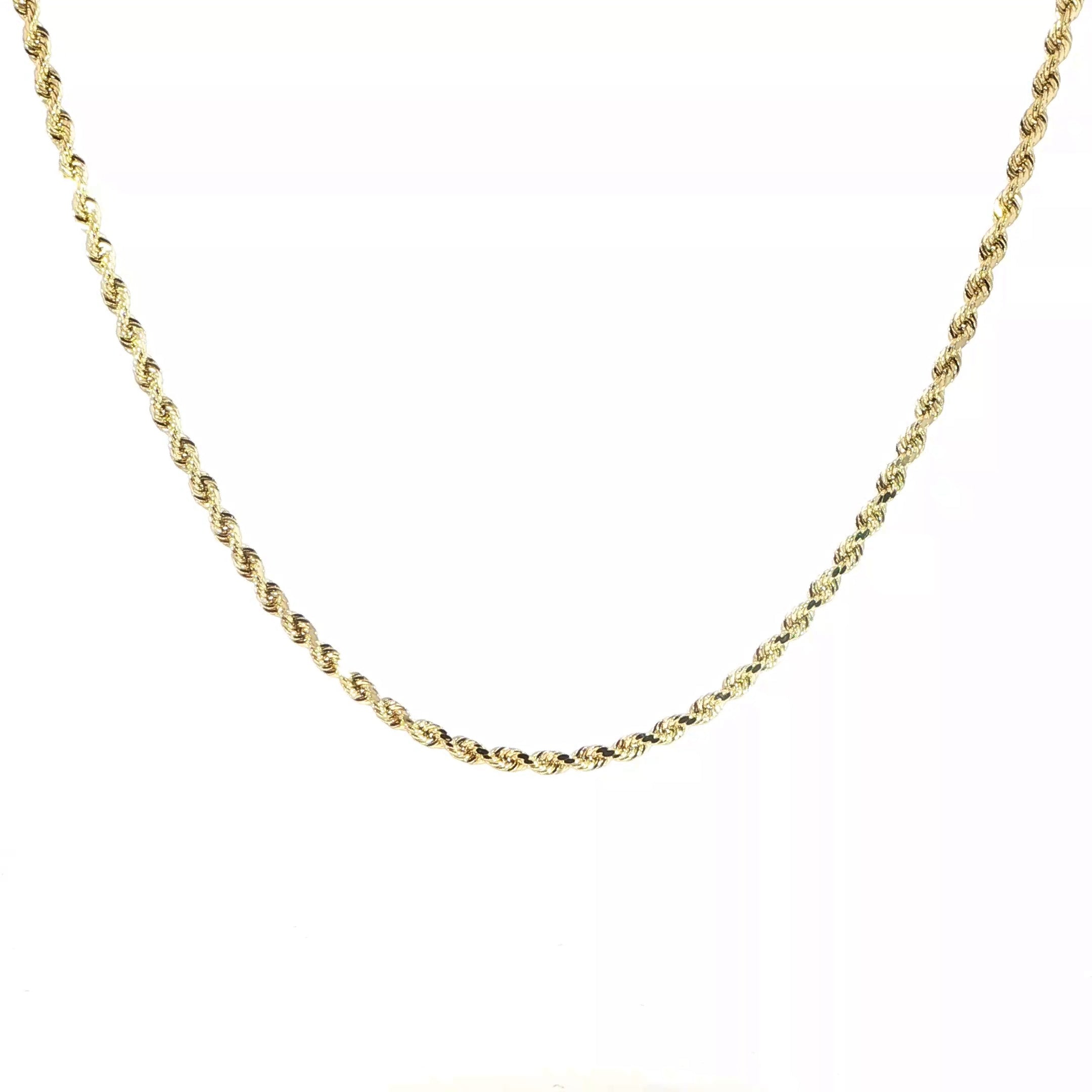 Semi-Solid 3.6MM Diamond-Cut Rope Chain in 10K Yellow Gold