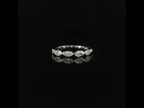 White gold bezel band featuring approximately 0.80 CTW of lab-grown marquise diamonds, viewed from the front.