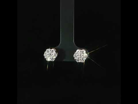 Lab-grown diamond scalloped cluster stud earrings