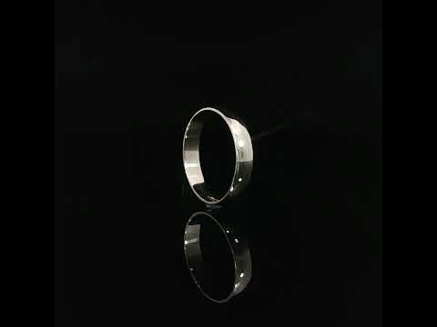 Minimalist 14K solid gold wedding ring featuring a plain 4mm band with a smooth, highly reflective finish and no gemstones or decorative detailing.