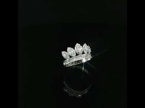 White gold crown ring featuring 2.00 CTW of lab-grown diamonds, shown from an elevated angle.