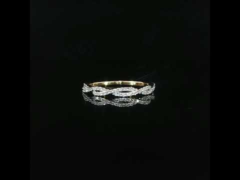 Front view of an infinity-inspired diamond anniversary band crafted in 14K yellow gold with 0.23 CTW lab grown diamonds.