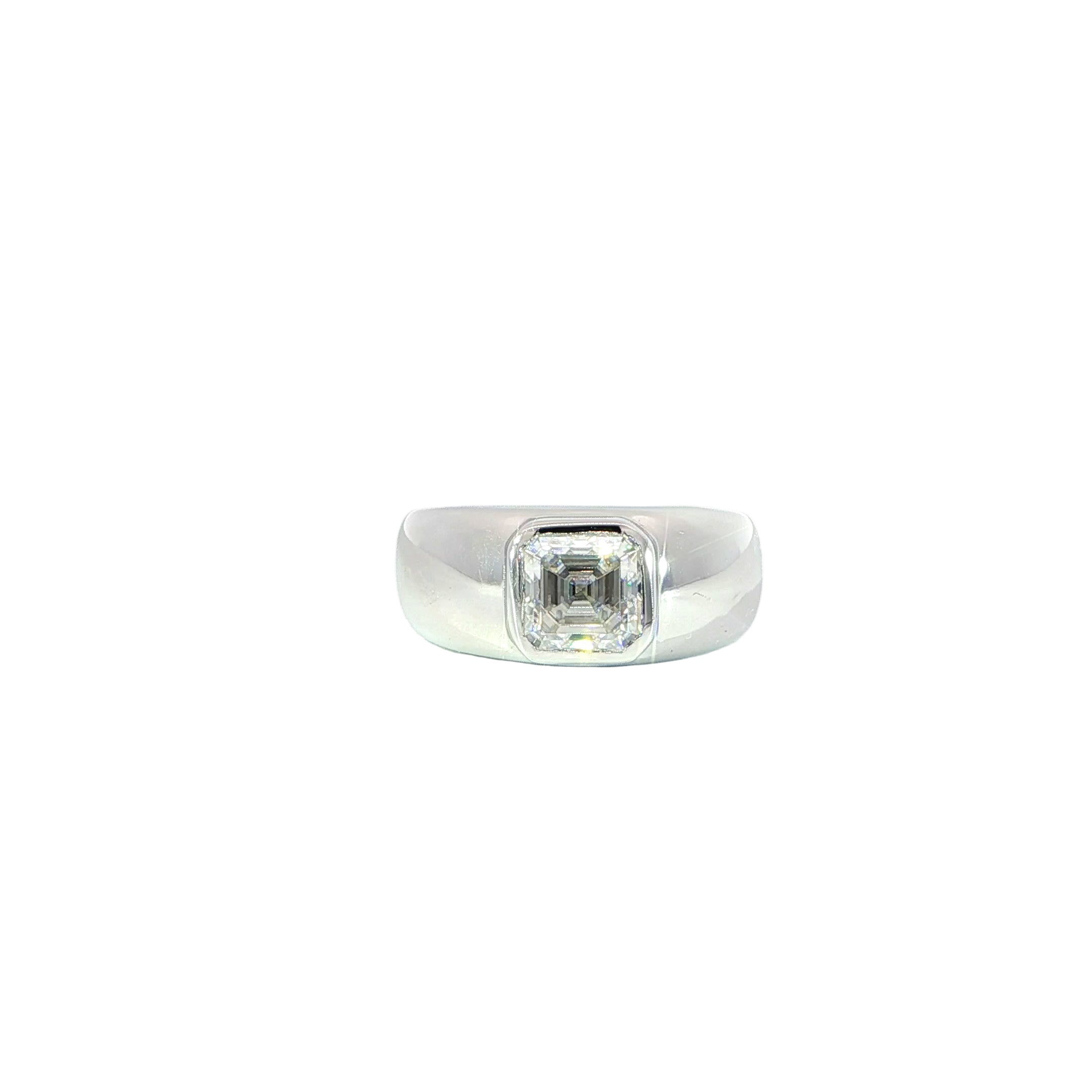 Video of Silver Asscher Cut Bezel Wedding Ring