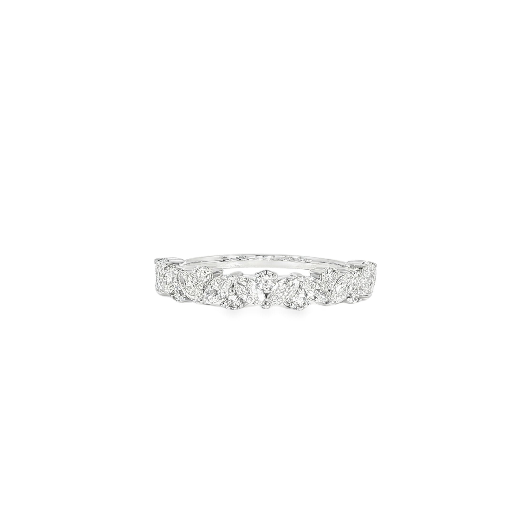 14K White Gold Marquise and Round Diamond Band Video