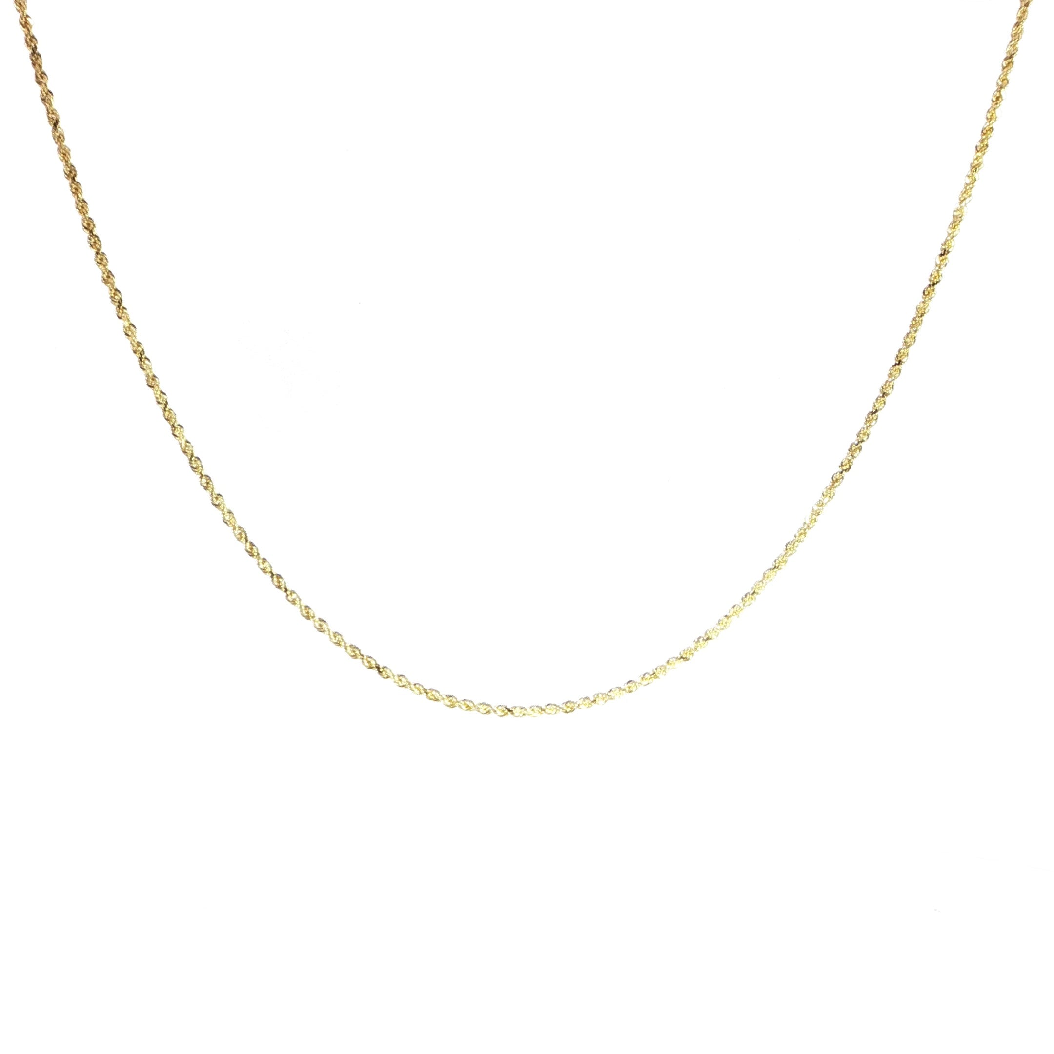 1.5MM 14K yellow gold twisted rope chain necklace