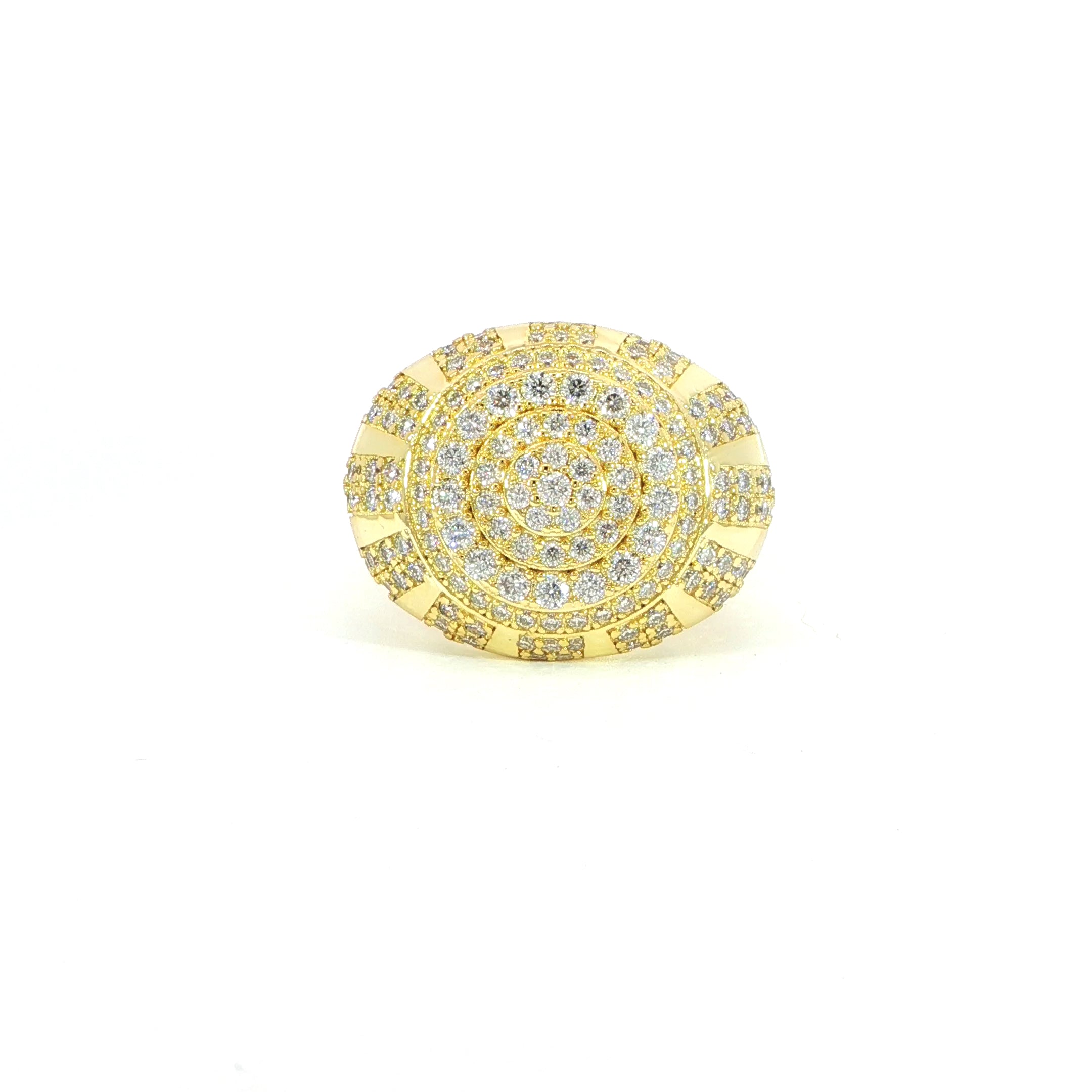 Video of 19.5MM moissanite ring with circular pave detailing