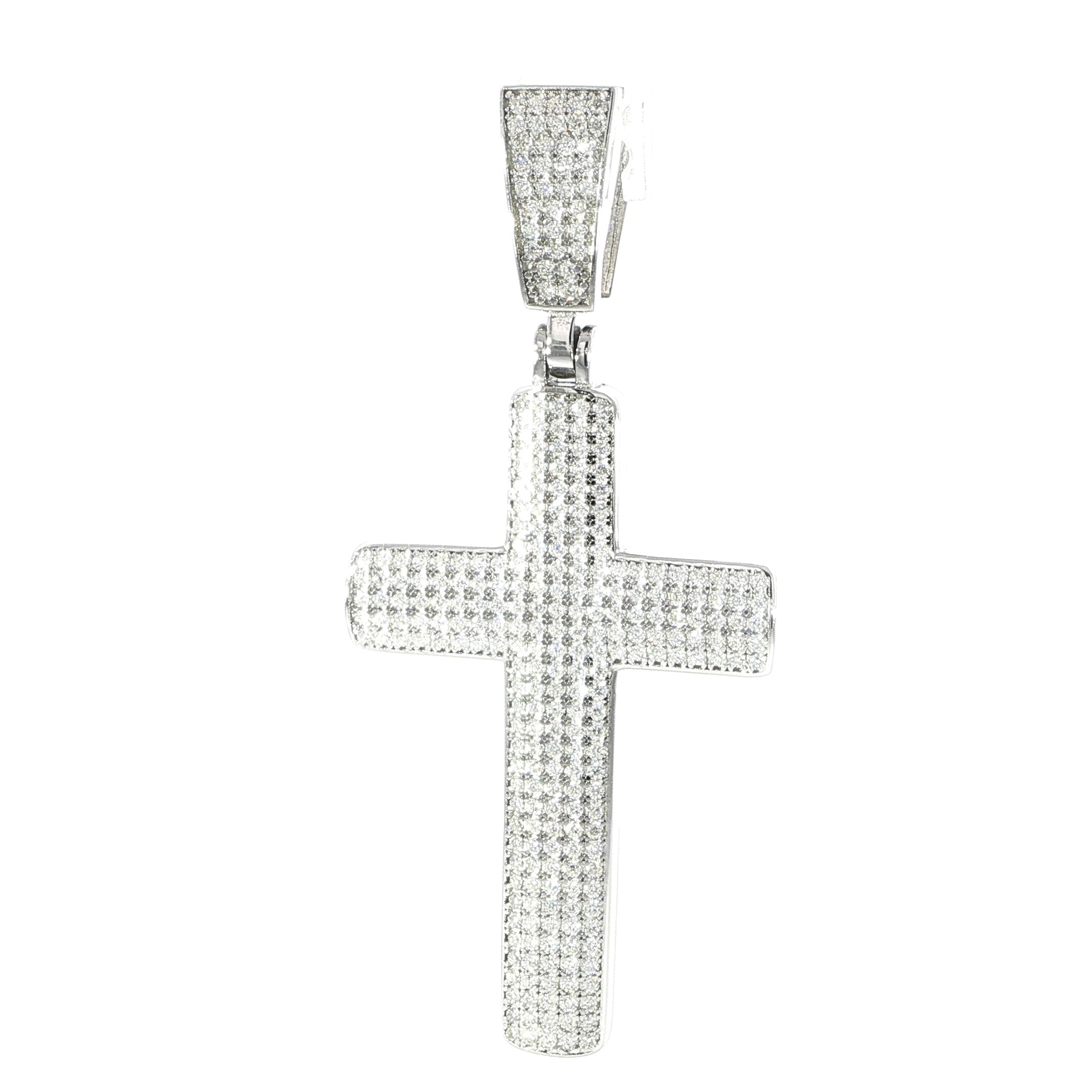Sterling Silver Iced Out Cross Pendant with VVS Moissanite