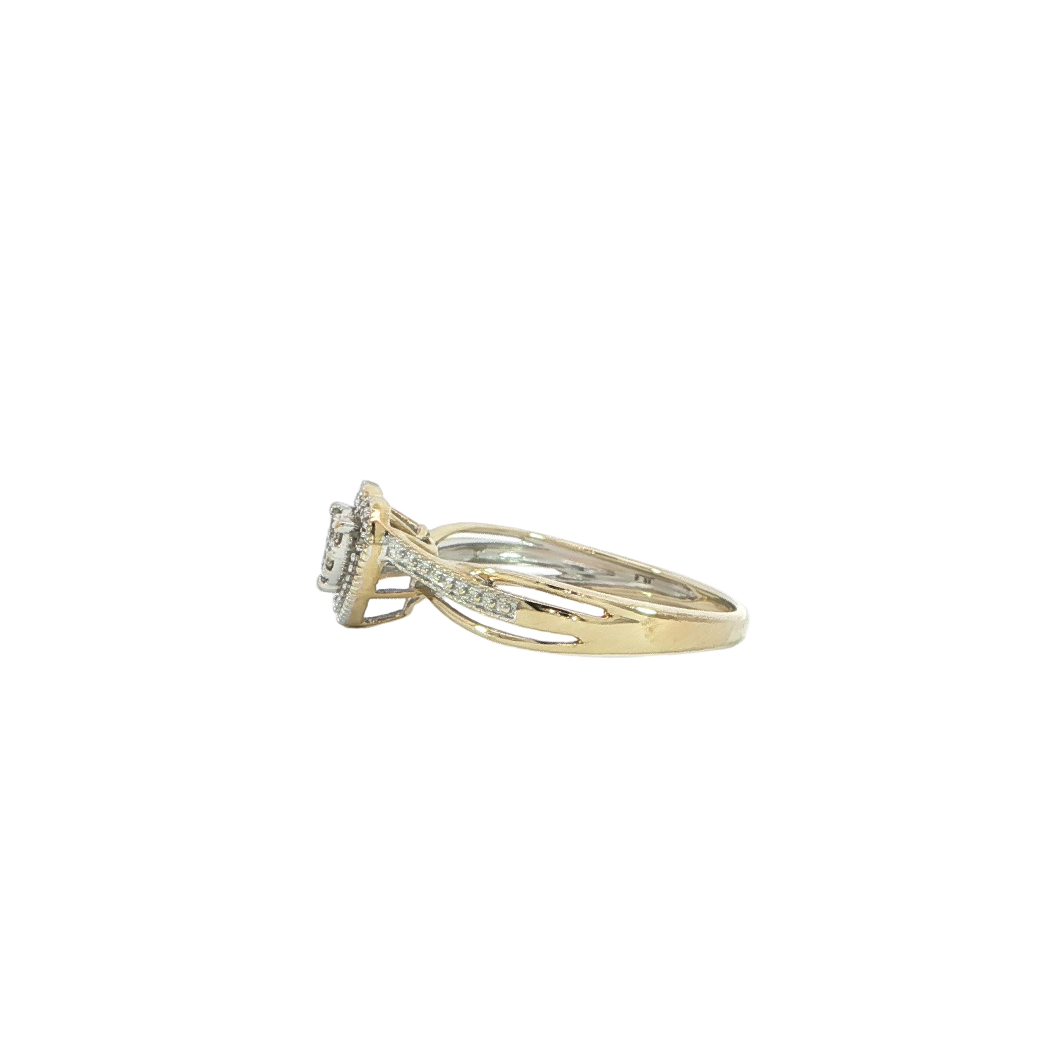 romantic diamond heart ring side profile