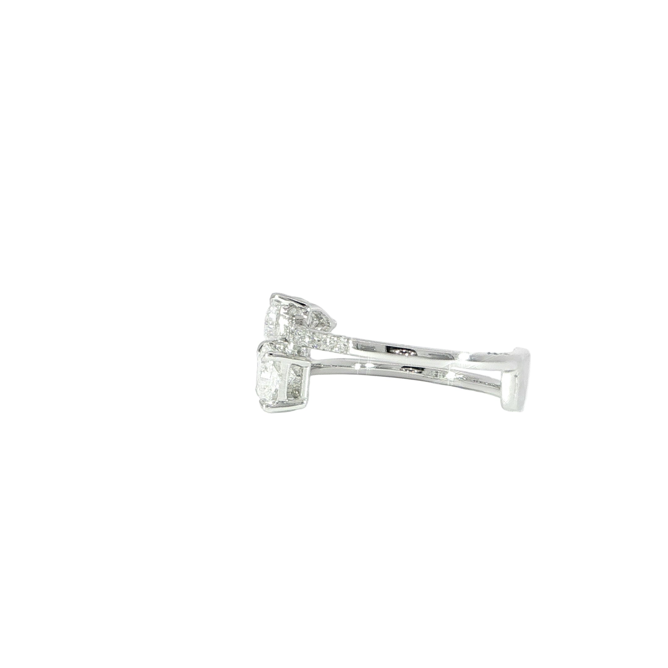 Romantic radiant and pear-shaped diamond ring side