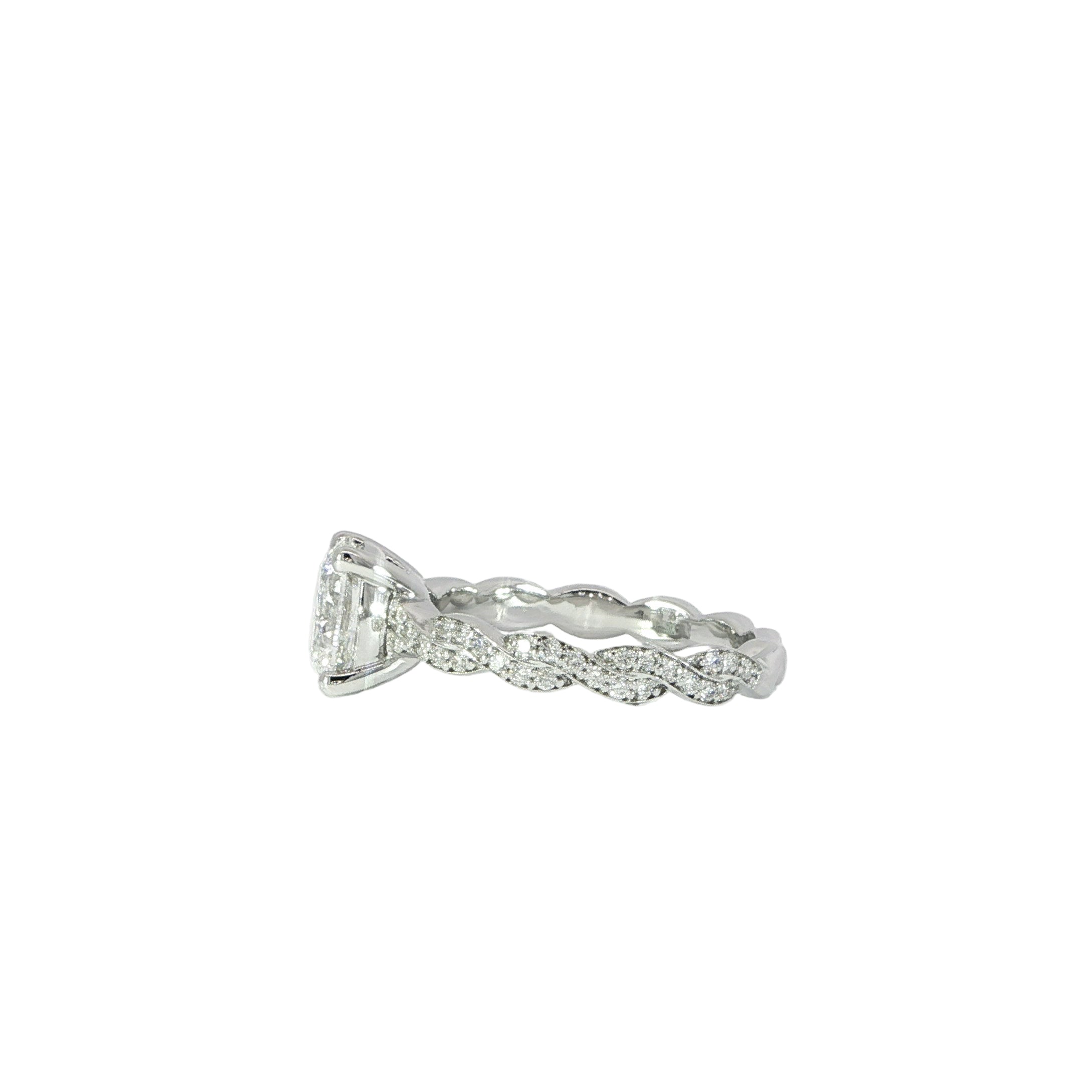 Round lab-grown diamond engagement ring side profile