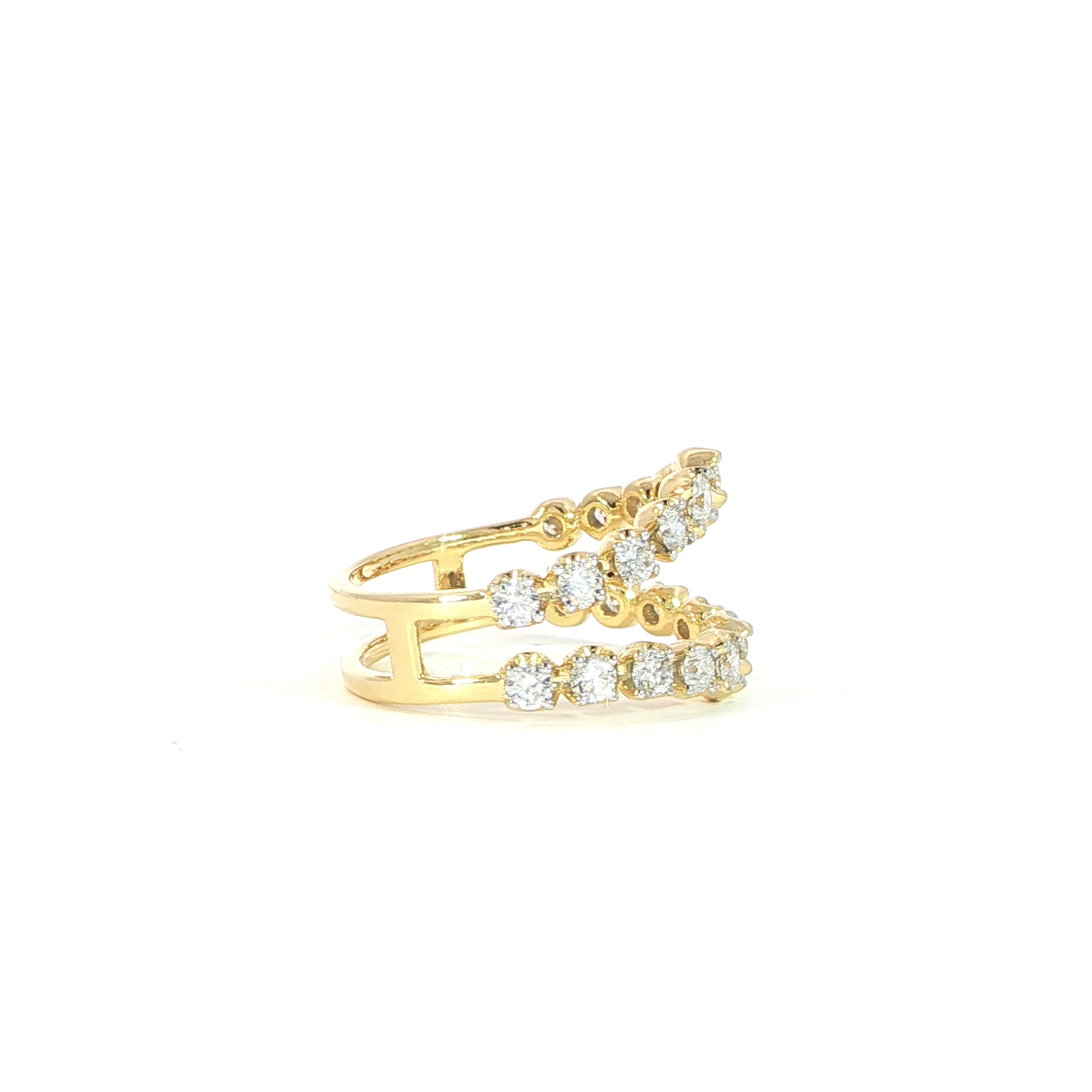 Side view graduated round diamond engagement ring enhancer