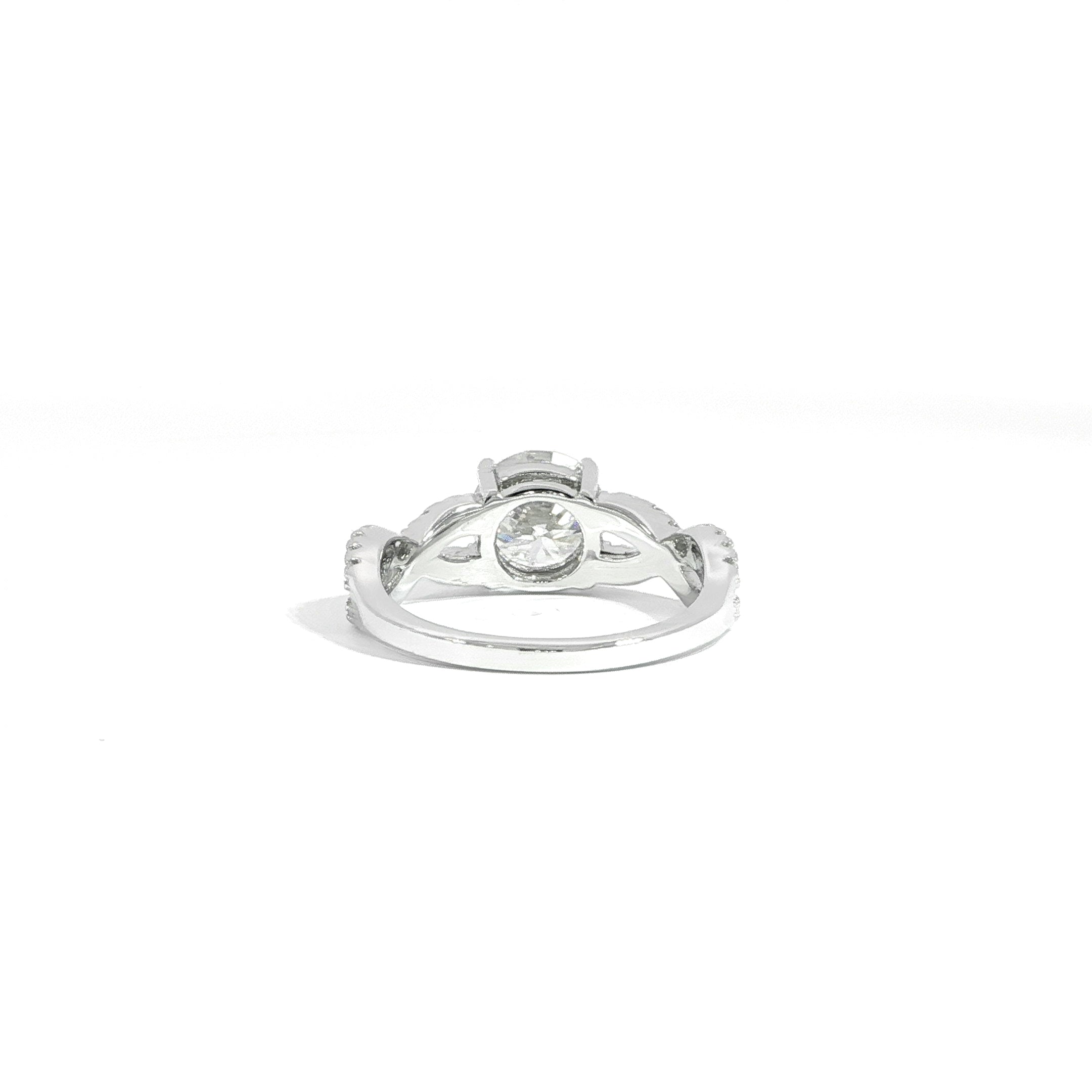 Round Moissanite Ring with Pavé Twist Band